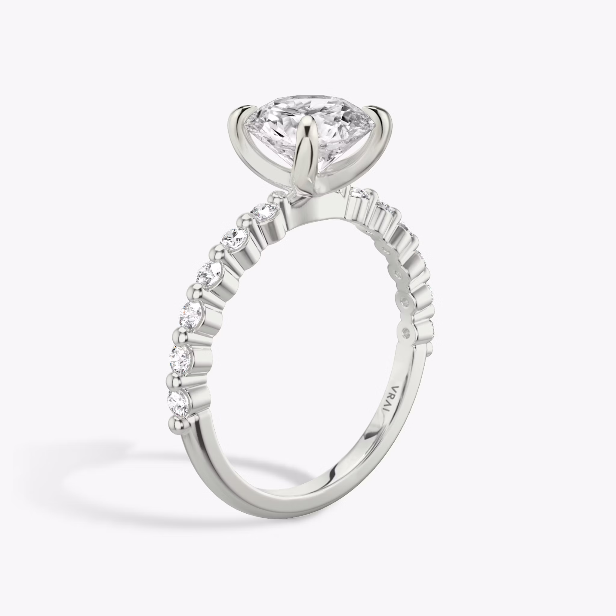 The Single Shared Prong | Round Brilliant | Platinum | bandAccent: Plain | bandStoneStyle: original | caratWeight: 1.0ct | diamondOrientation: vertical