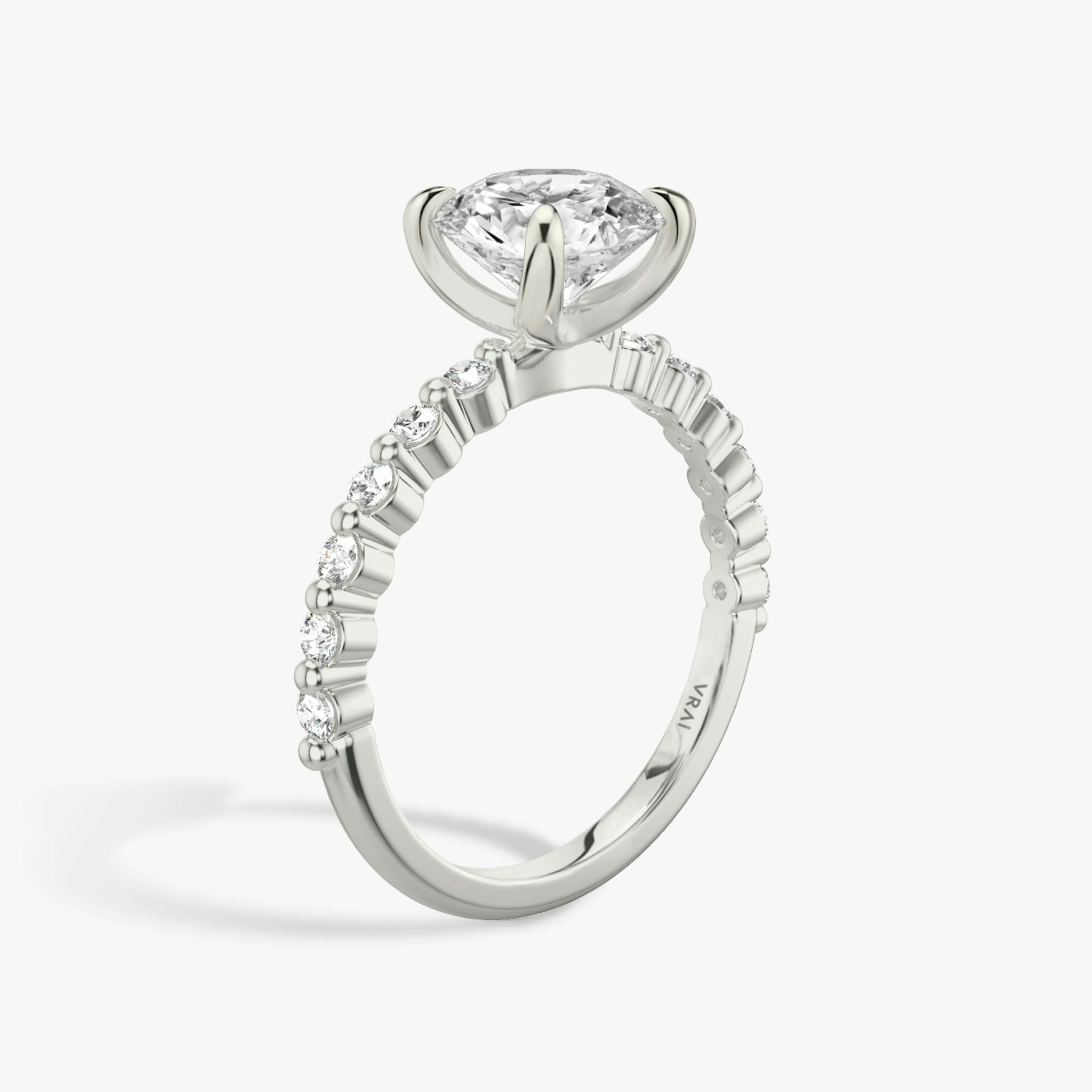 The Single Shared Prong | Round Brilliant | Platinum | bandAccent: Plain | bandStoneStyle: original | caratWeight: 1.0ct | diamondOrientation: vertical