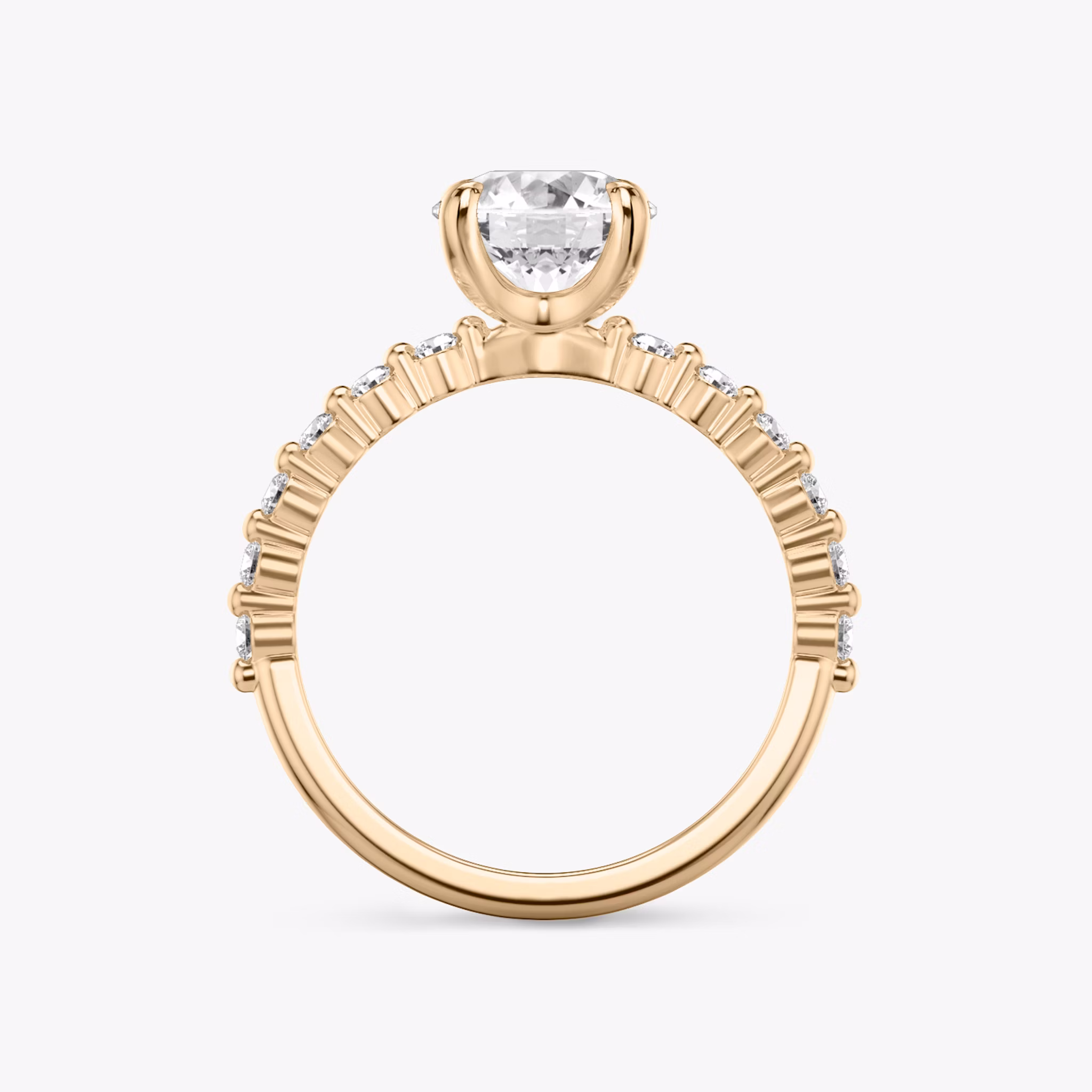 The Single Shared Prong | Round Brilliant | 14k | Rose Gold | bandAccent: Plain | bandStoneStyle: original | caratWeight: other | diamondOrientation: vertical