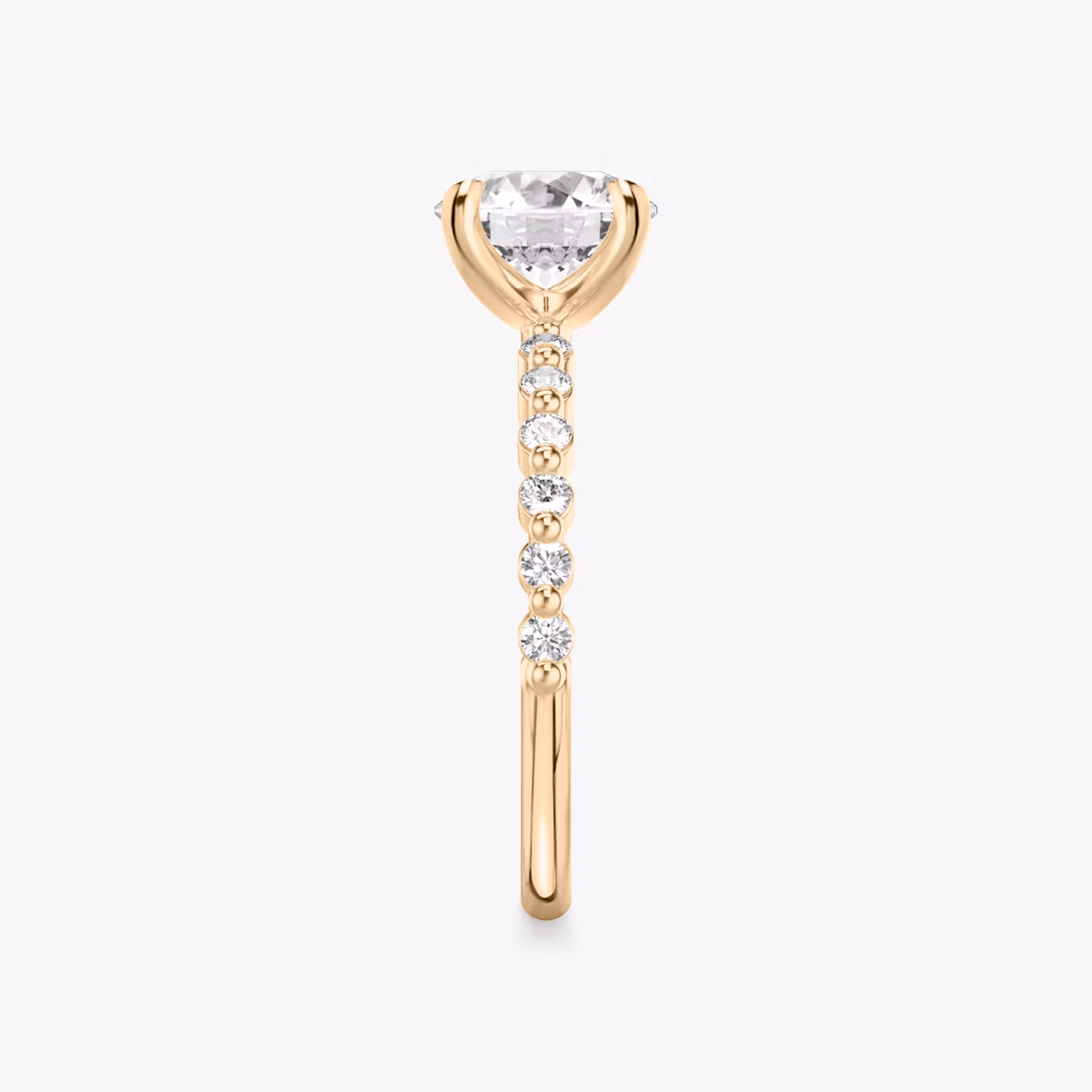 The Single Shared Prong | Round Brilliant | 14k | Rose Gold | bandAccent: Plain | bandStoneStyle: original | caratWeight: other | diamondOrientation: vertical
