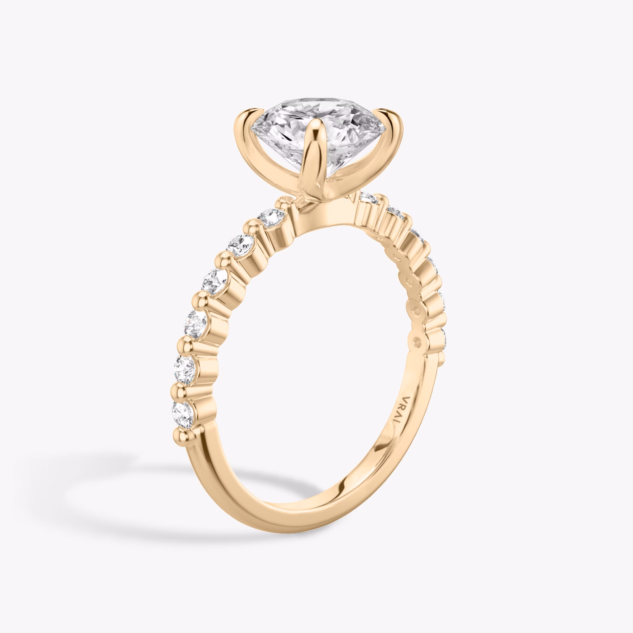 The Single Shared Prong | Round Brilliant | 14k | Rose Gold | bandAccent: Plain | bandStoneStyle: original | caratWeight: other | diamondOrientation: vertical