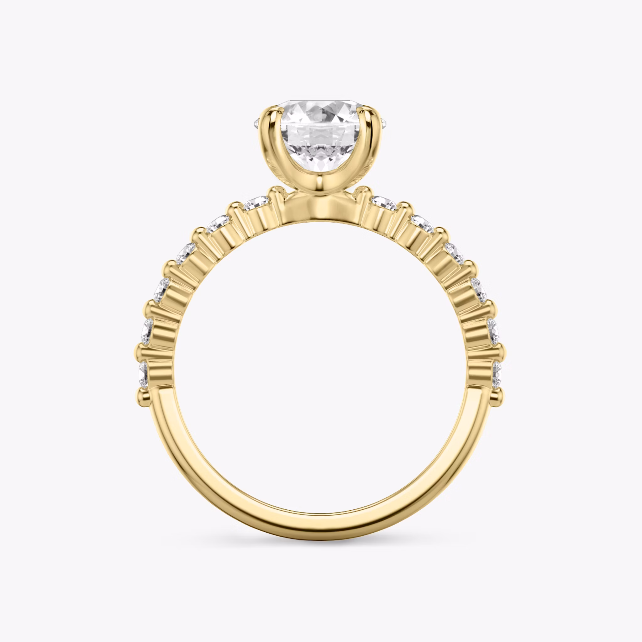 The Single Shared Prong | Round Brilliant | 18k | Yellow Gold | bandAccent: Plain | bandStoneStyle: original | caratWeight: other | diamondOrientation: vertical