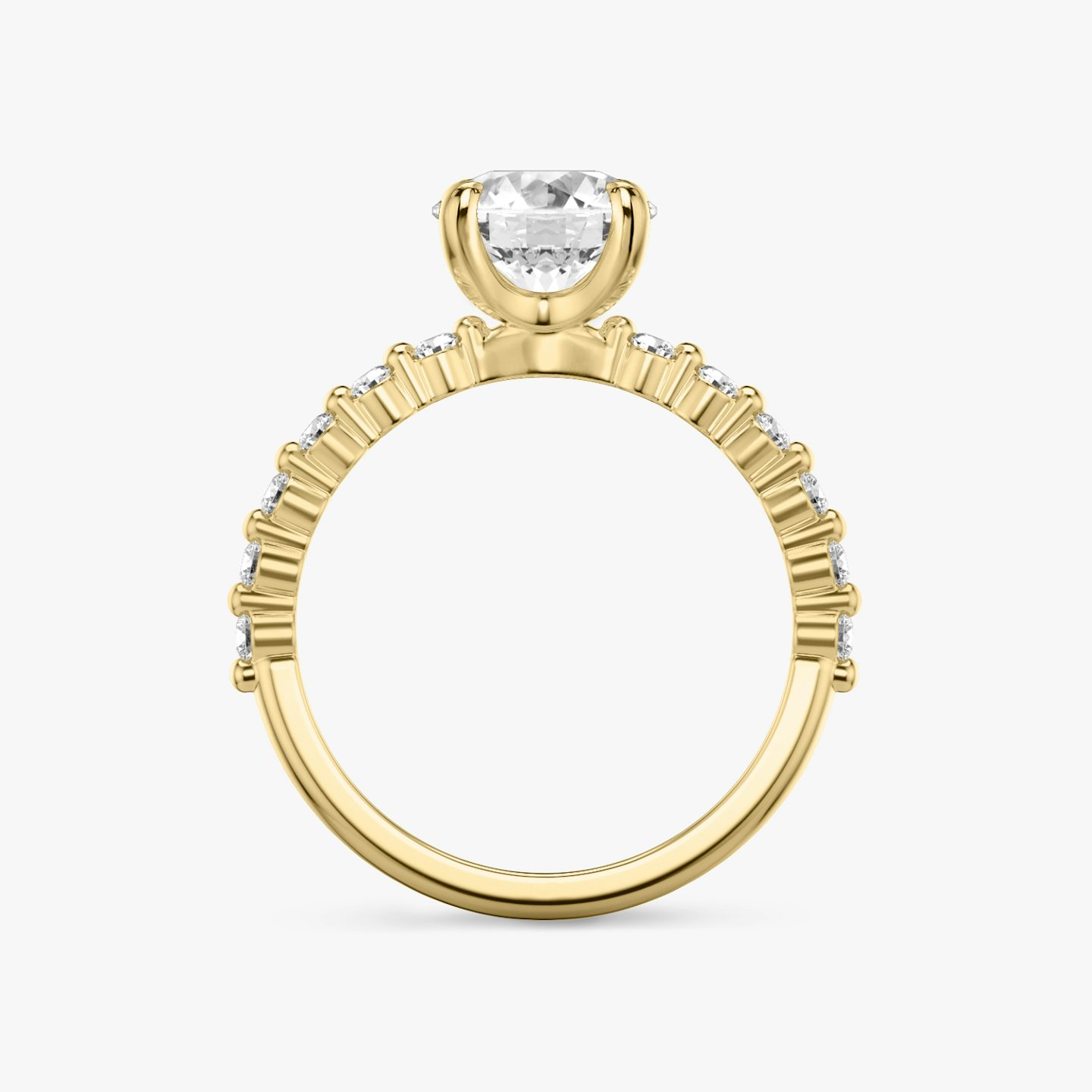 The Single Shared Prong | Round Brilliant | 18k | Yellow Gold | bandAccent: Plain | bandStoneStyle: original | caratWeight: 1.0ct | diamondOrientation: vertical