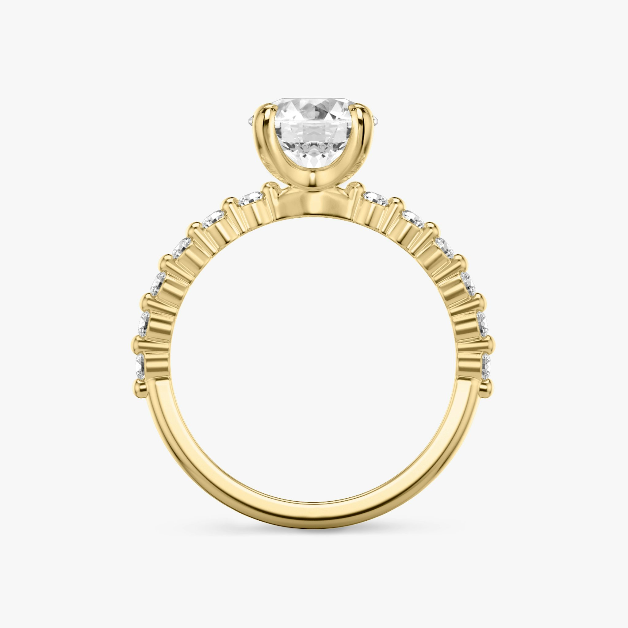 The Single Shared Prong | Round Brilliant | 18k | Yellow Gold | bandAccent: Plain | bandStoneStyle: original | caratWeight: other | diamondOrientation: vertical