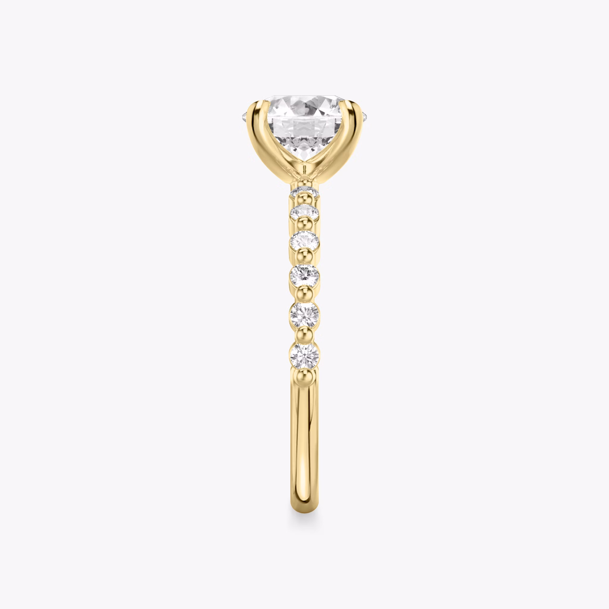 The Single Shared Prong | Round Brilliant | 18k | Yellow Gold | bandAccent: Plain | bandStoneStyle: original | caratWeight: other | diamondOrientation: vertical