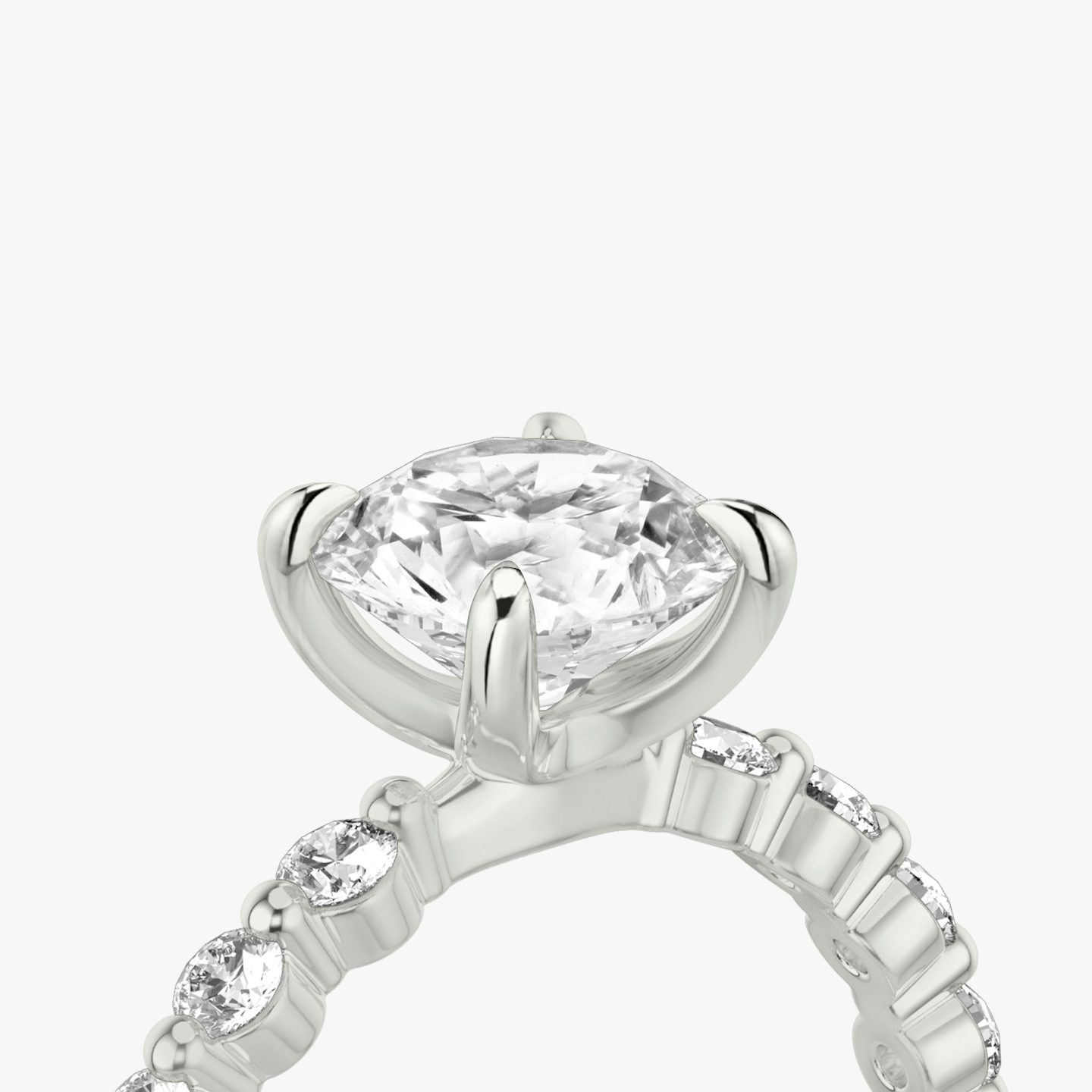 Anillo de compromiso Single Shared Prong | Brillante | 18k | Oro blanco | bandAccent: Simple | bandStoneStyle: large | caratWeight: other | diamondOrientation: vertical