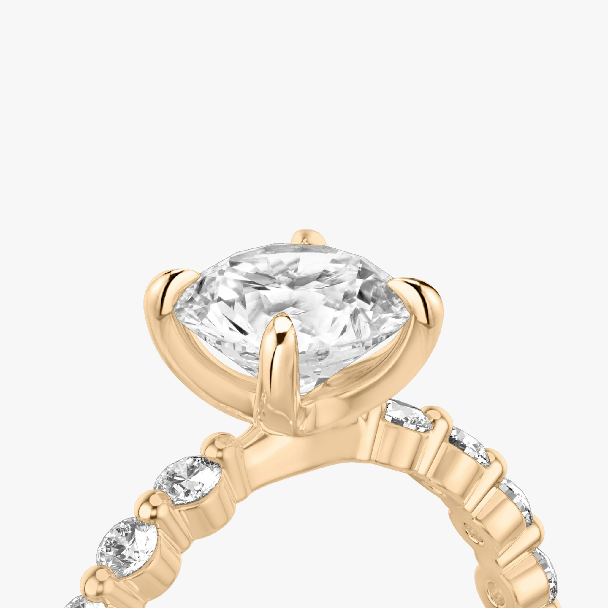 The Single Shared Prong | Round Brilliant | 14k | Rose Gold | bandAccent: Plain | bandStoneStyle: large | caratWeight: other | diamondOrientation: vertical