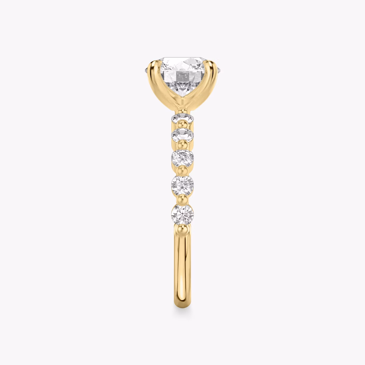 The Single Shared Prong | Round Brilliant | 18k | Yellow Gold | bandAccent: Plain | bandStoneStyle: large | caratWeight: 2.0ct | diamondOrientation: vertical