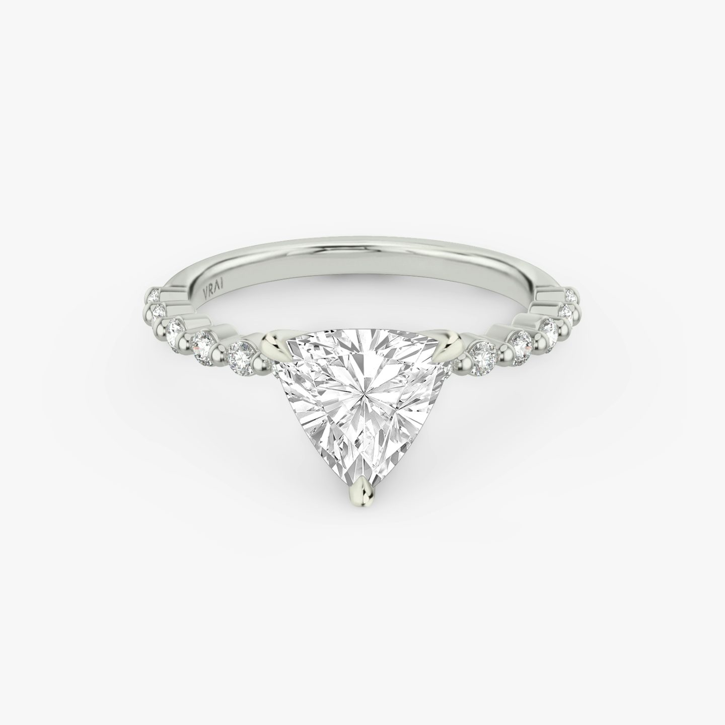 The Single Shared Prong | Trillion | Platinum | bandAccent: Plain | bandStoneStyle: original | diamondOrientation: vertical | caratWeight: other