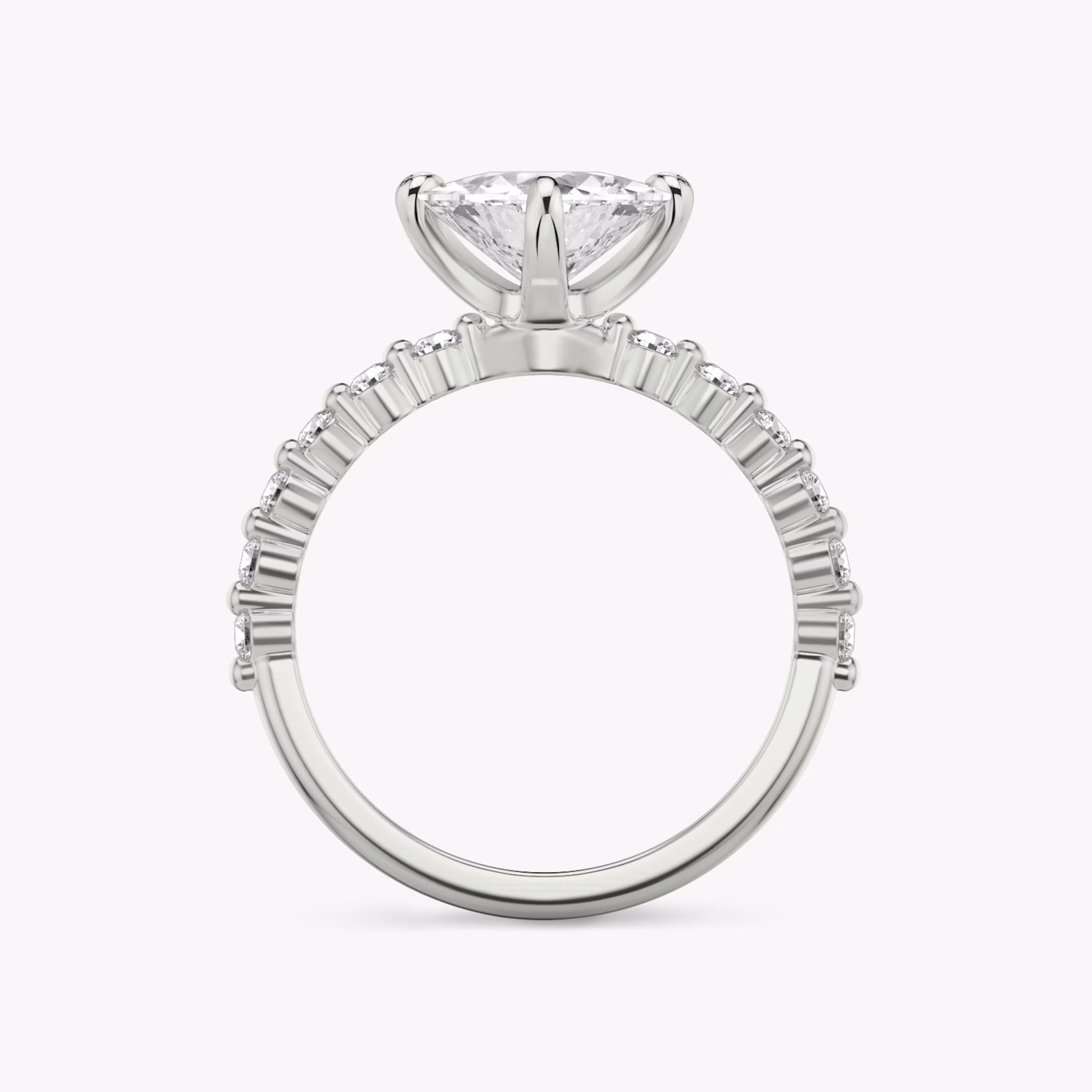 The Single Shared Prong | Trillion | 18k | White Gold | bandAccent: Plain | bandStoneStyle: original | diamondOrientation: vertical | caratWeight: other