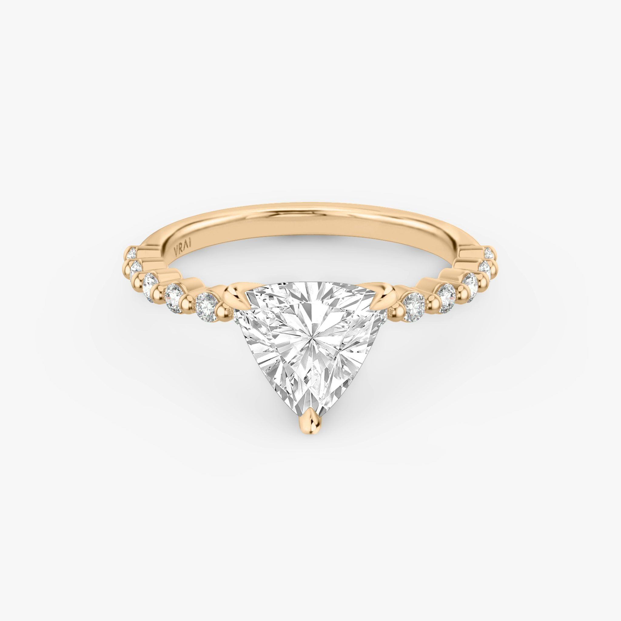 The Single Shared Prong | Trillion | 14k | Rose Gold | bandAccent: Plain | bandStoneStyle: original | diamondOrientation: vertical | caratWeight: other