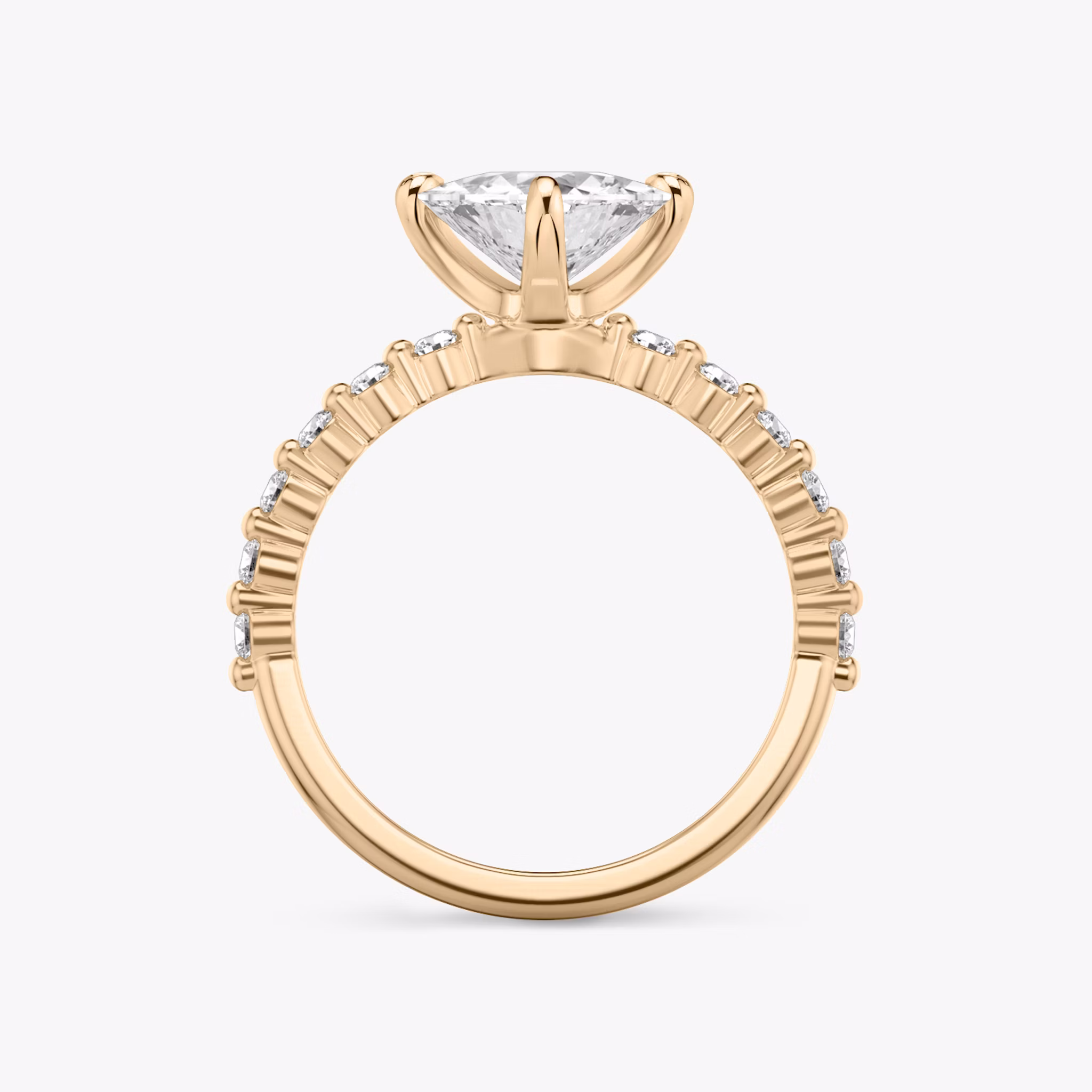 The Single Shared Prong | Trillion | 14k | Rose Gold | bandAccent: Plain | bandStoneStyle: original | diamondOrientation: vertical | caratWeight: other