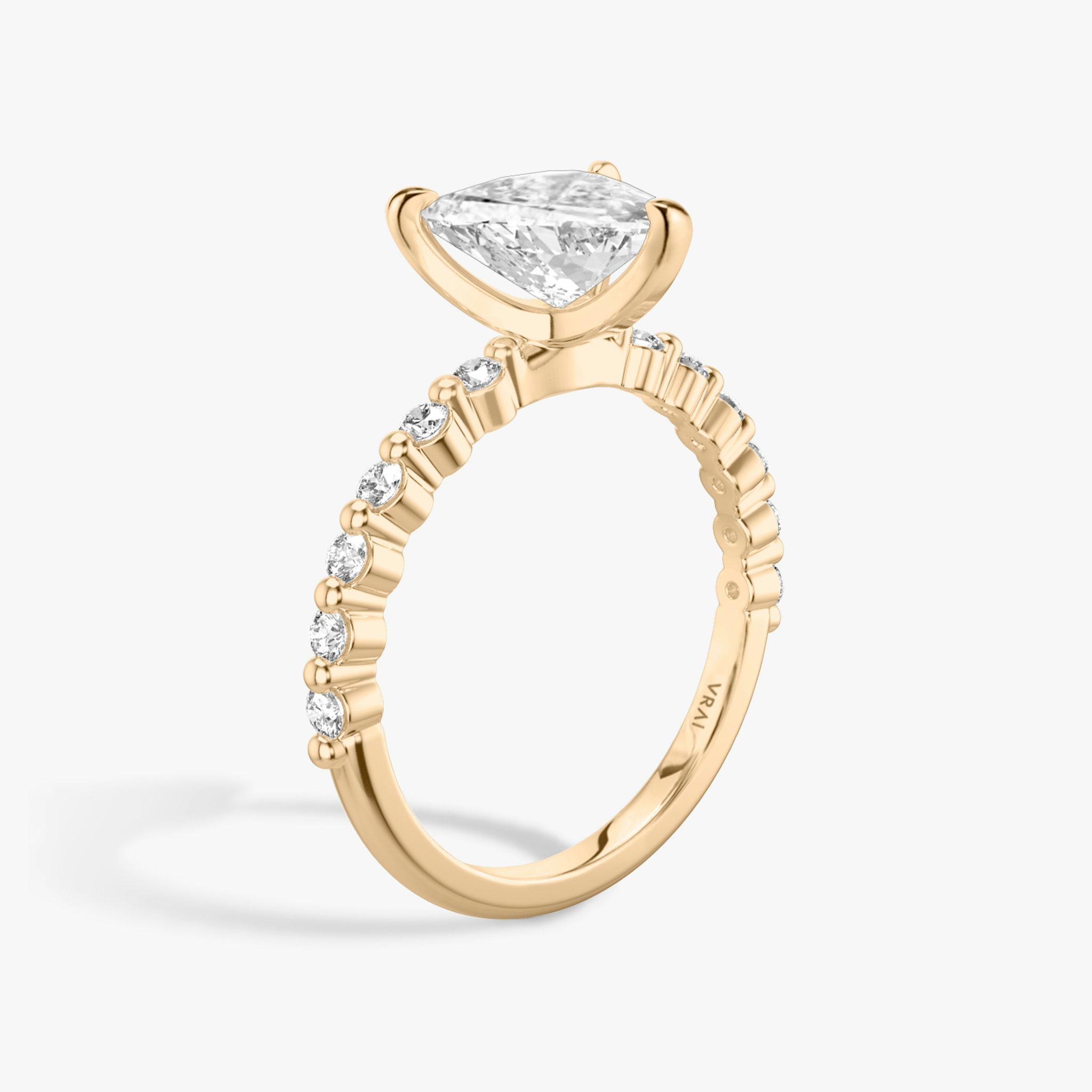 The Single Shared Prong | Trillion | 14k | Rose Gold | bandAccent: Plain | bandStoneStyle: original | diamondOrientation: vertical | caratWeight: other