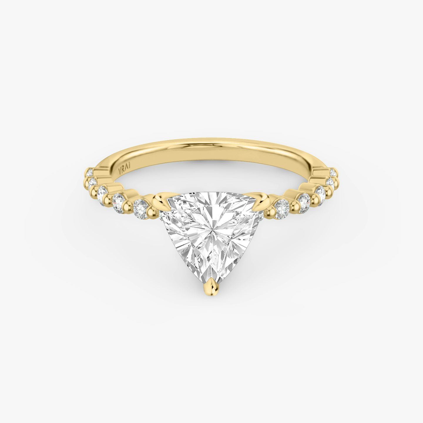 Single Shared Prong | Trillant | 18k | Gelbgold | bandAccent: Ohne Pavé-Besatz | bandStoneStyle: original | diamondOrientation: vertical | caratWeight: other