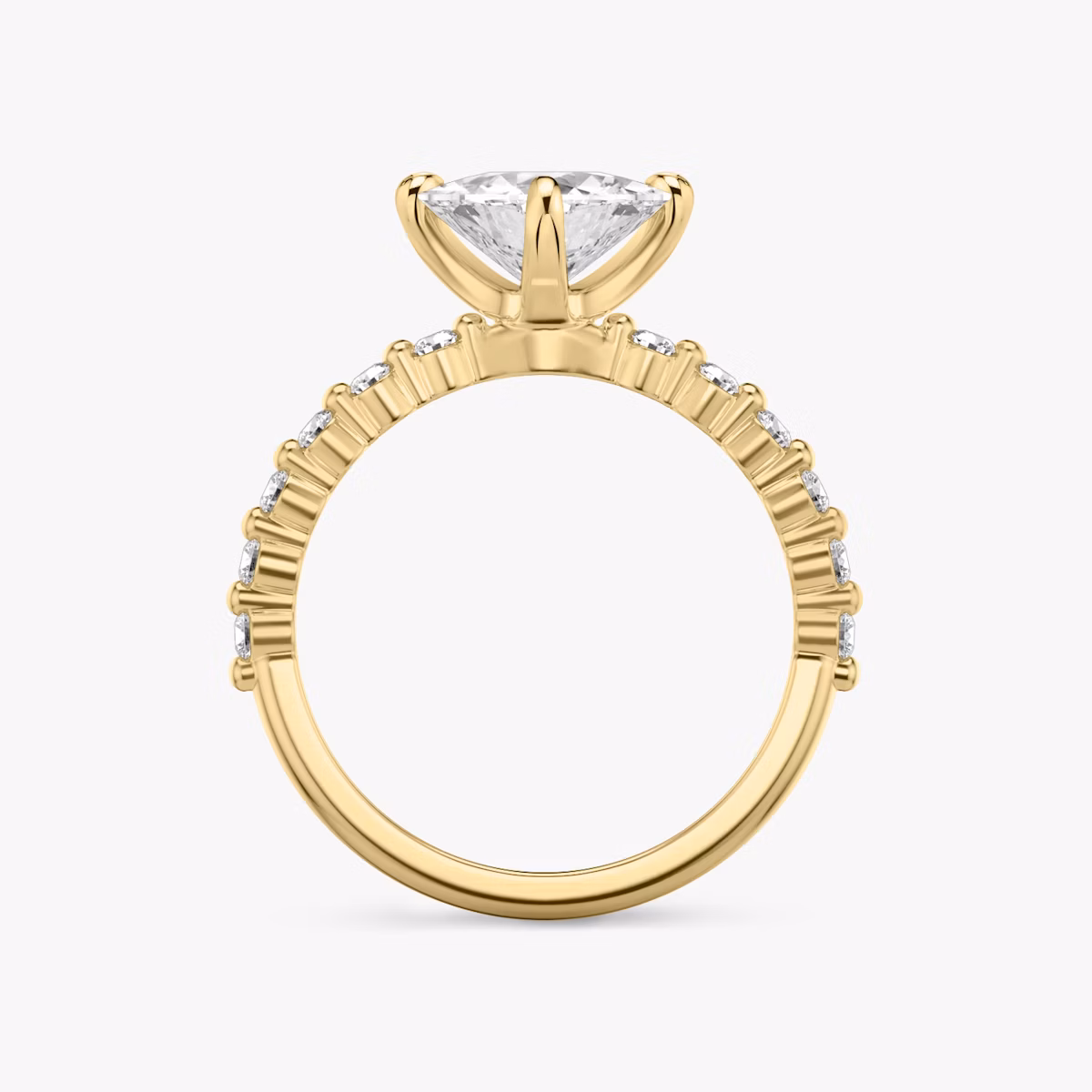 The Single Shared Prong | Trillion | 18k | Yellow Gold | bandAccent: Plain | bandStoneStyle: original | diamondOrientation: vertical | caratWeight: other