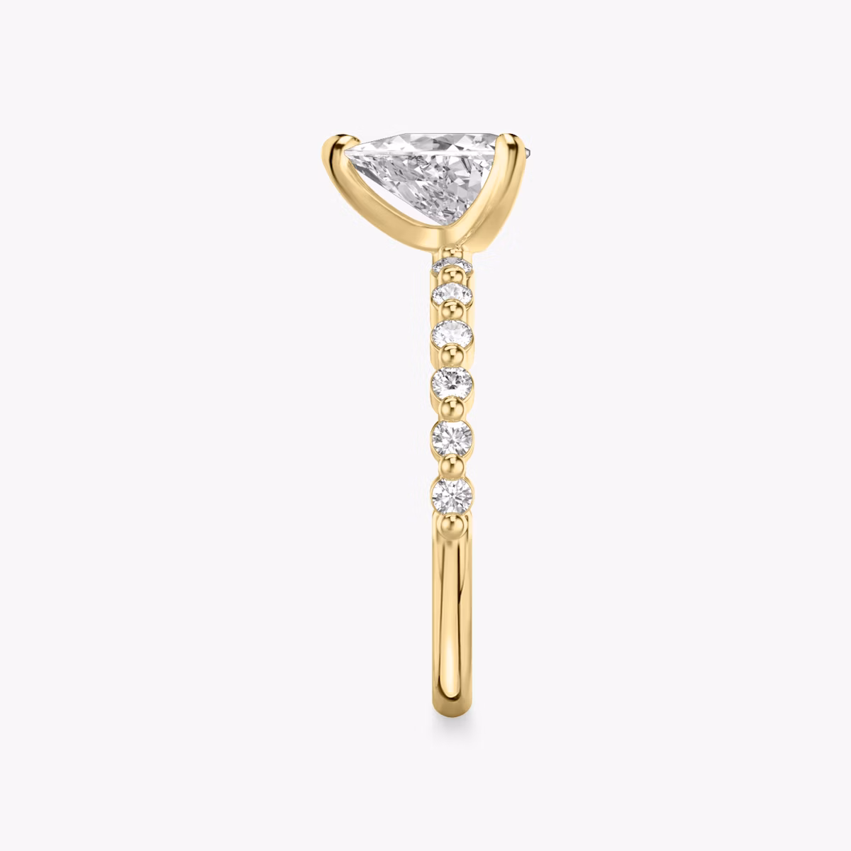 The Single Shared Prong | Trillion | 18k | Yellow Gold | bandAccent: Plain | bandStoneStyle: original | diamondOrientation: vertical | caratWeight: other