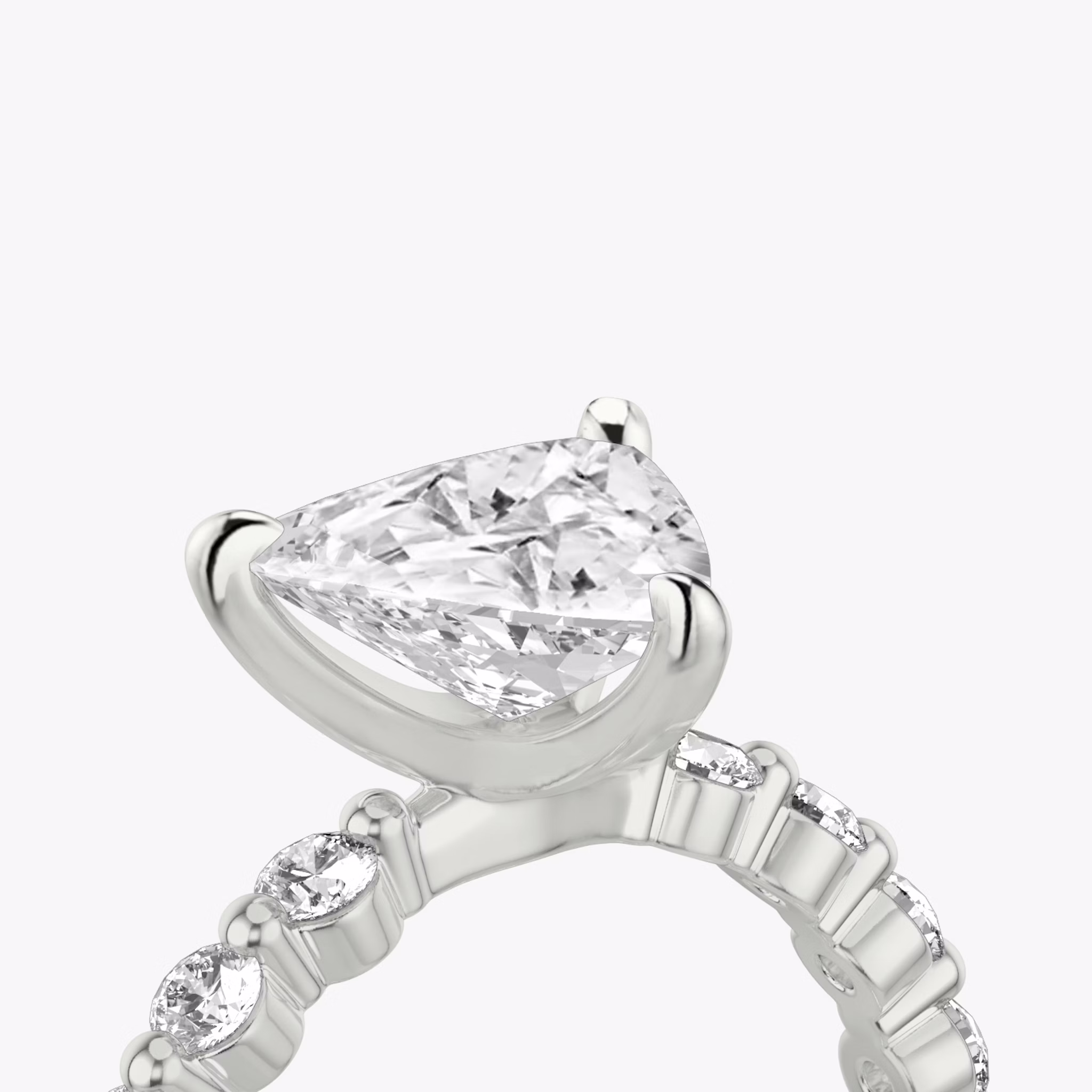 The Single Shared Prong | Trillion | 18k | White Gold | bandAccent: Plain | bandStoneStyle: large | diamondOrientation: vertical | caratWeight: other