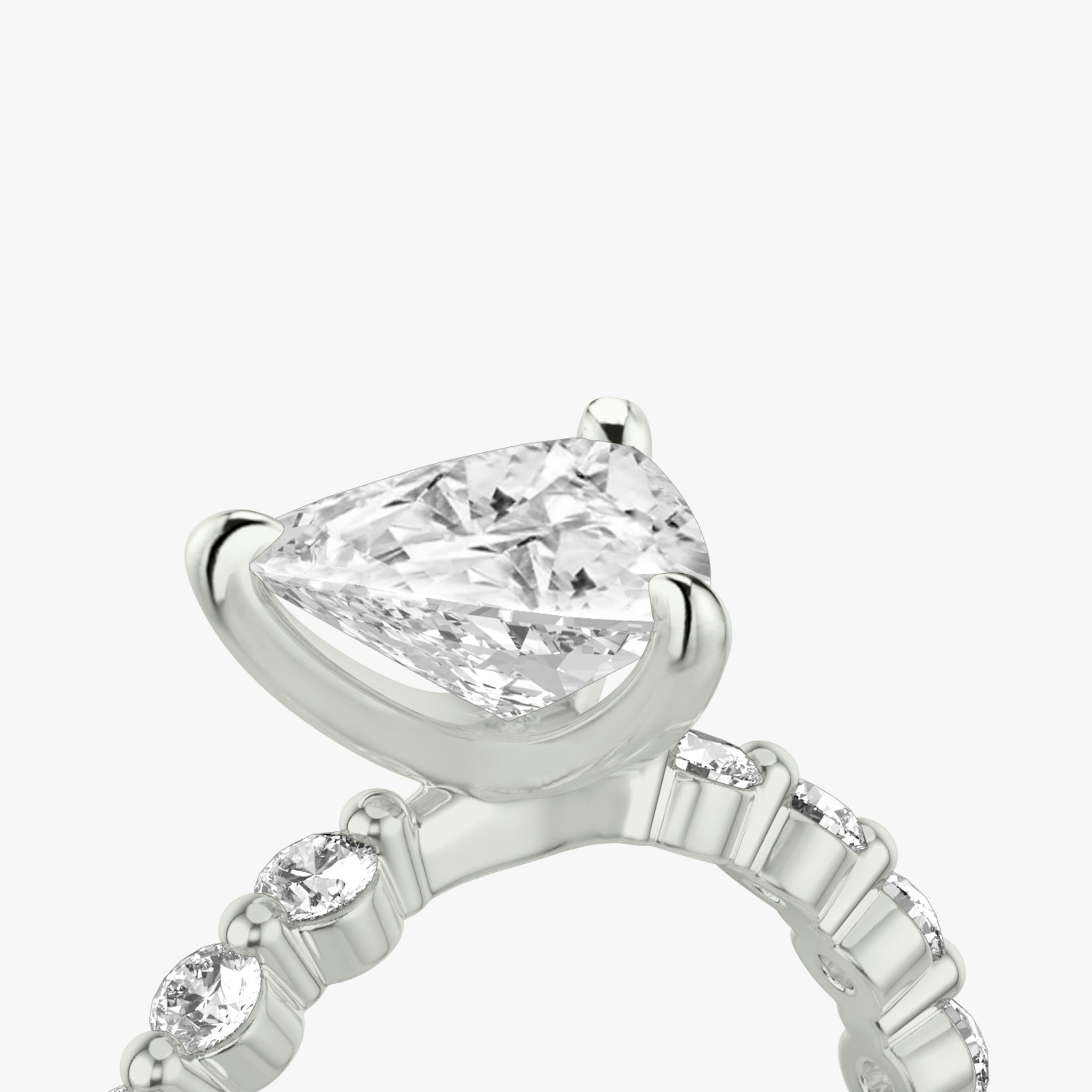 The Single Shared Prong | Trillion | 18k | White Gold | bandAccent: Plain | bandStoneStyle: large | diamondOrientation: vertical | caratWeight: other