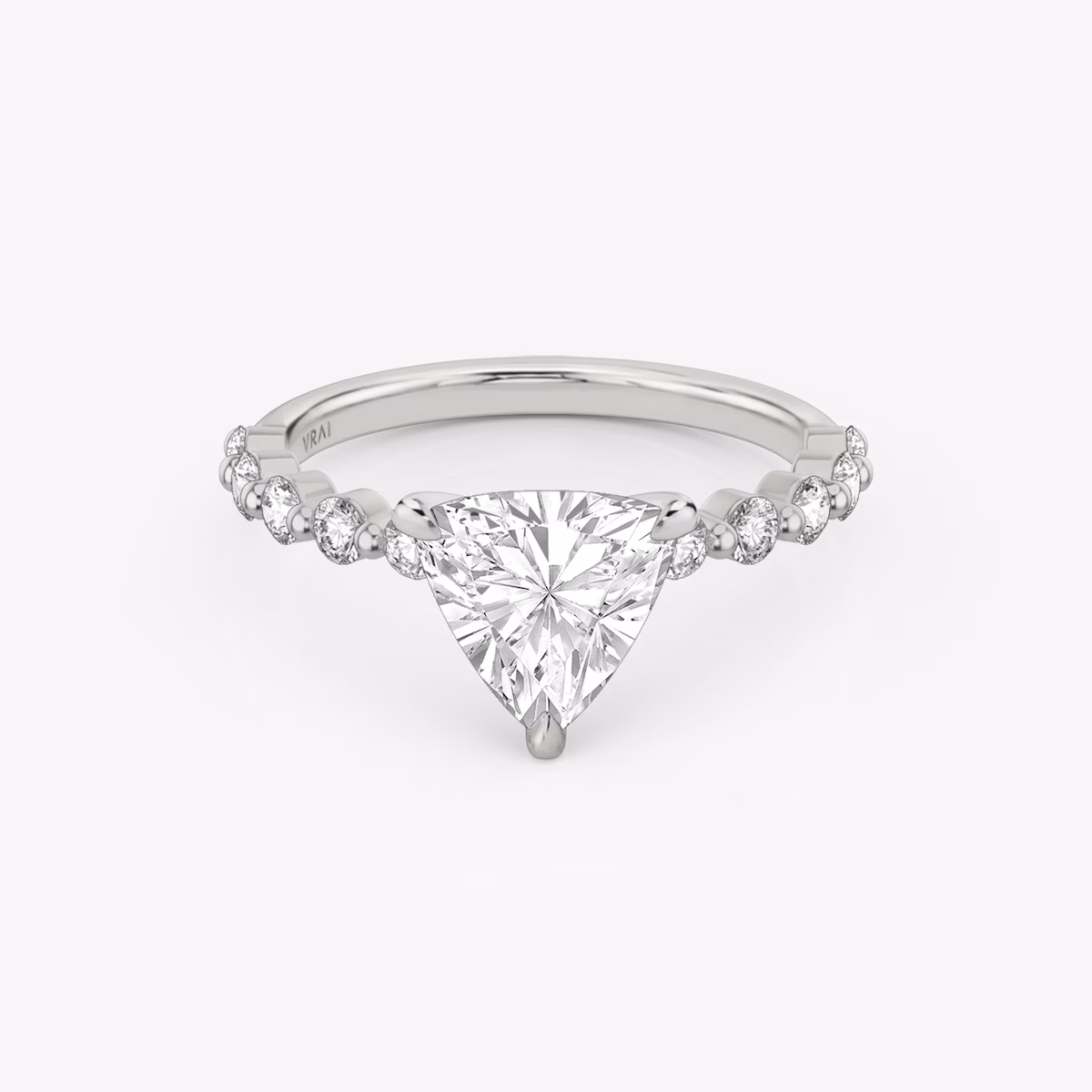 The Single Shared Prong | Trillion | Platinum | bandAccent: Plain | bandStoneStyle: large | diamondOrientation: vertical | caratWeight: other