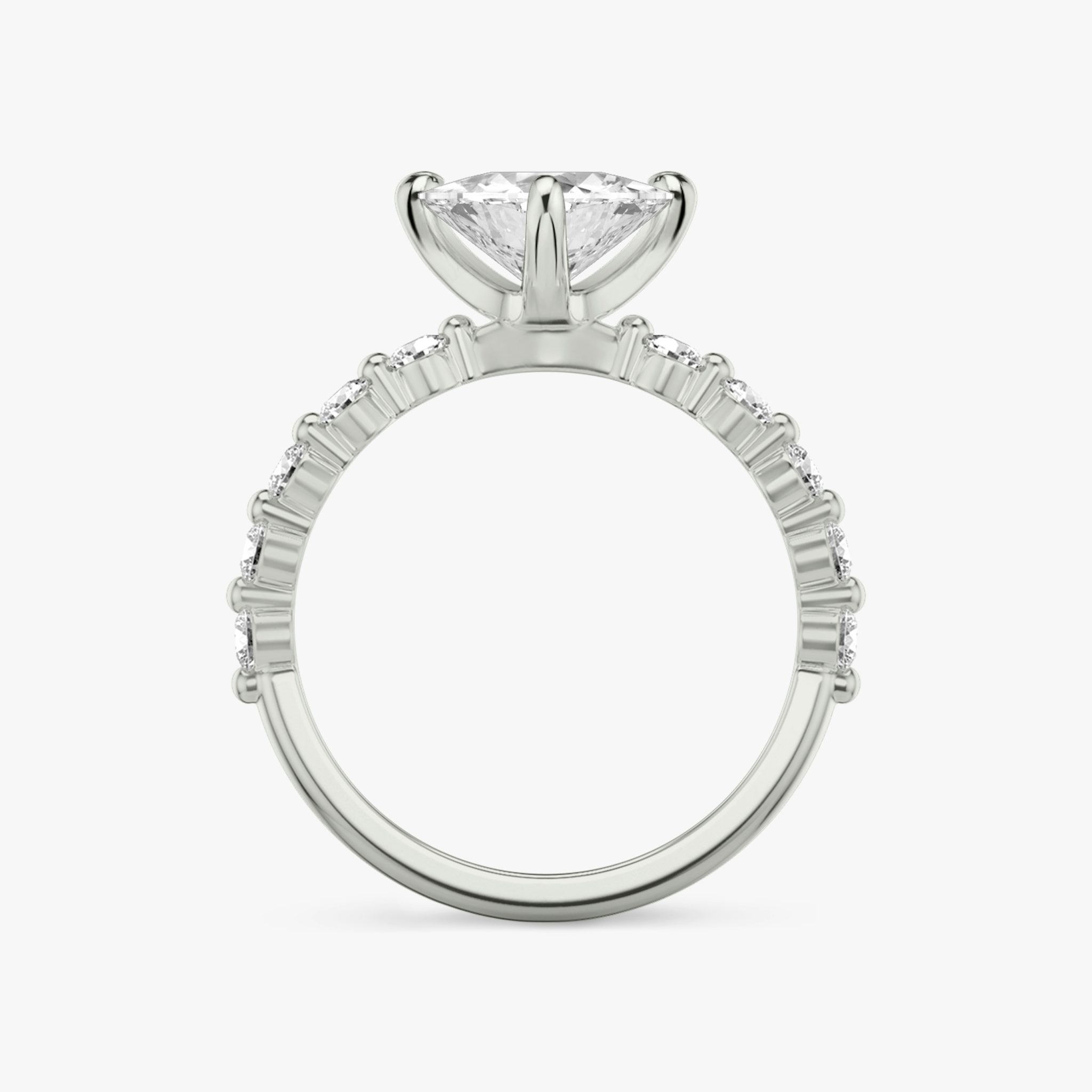The Single Shared Prong | Trillion | 18k | White Gold | bandAccent: Plain | bandStoneStyle: large | diamondOrientation: vertical | caratWeight: other