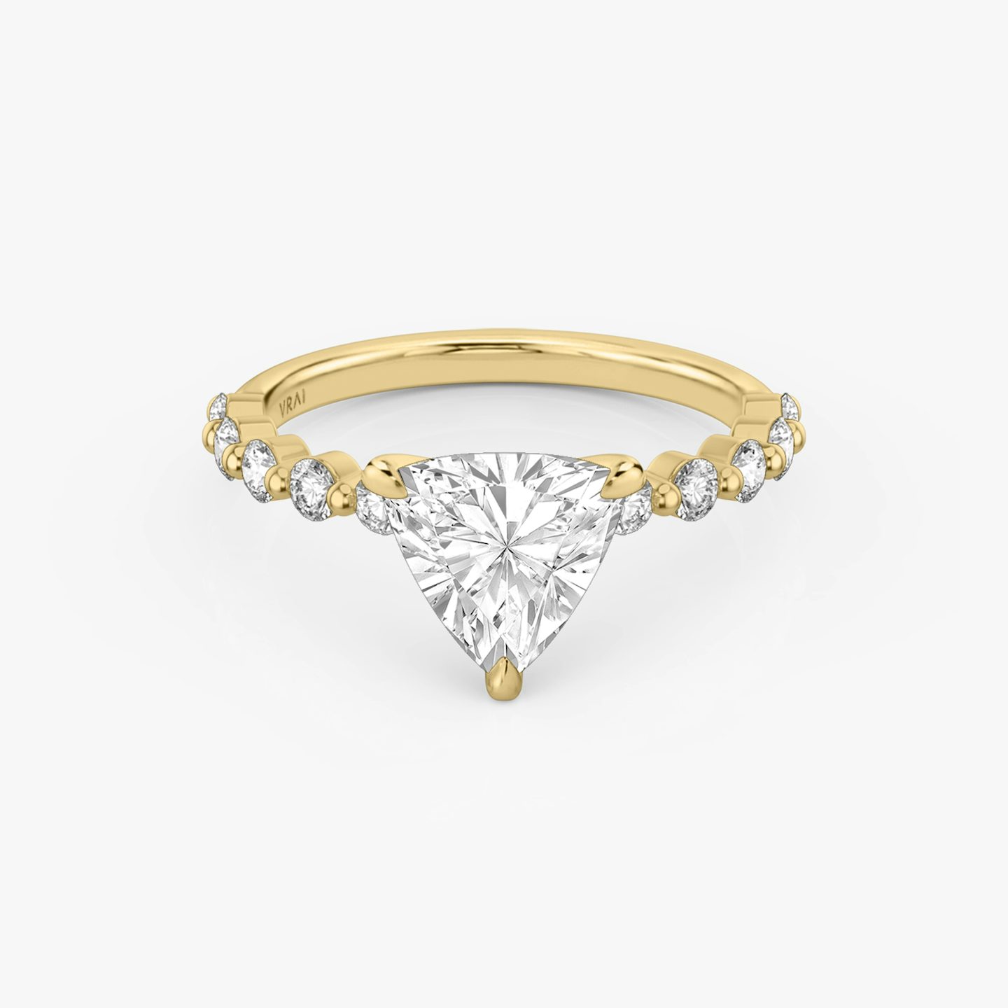 The Single Shared Prong | Trillion | 18k | Yellow Gold | bandAccent: Plain | bandStoneStyle: large | diamondOrientation: vertical | caratWeight: other