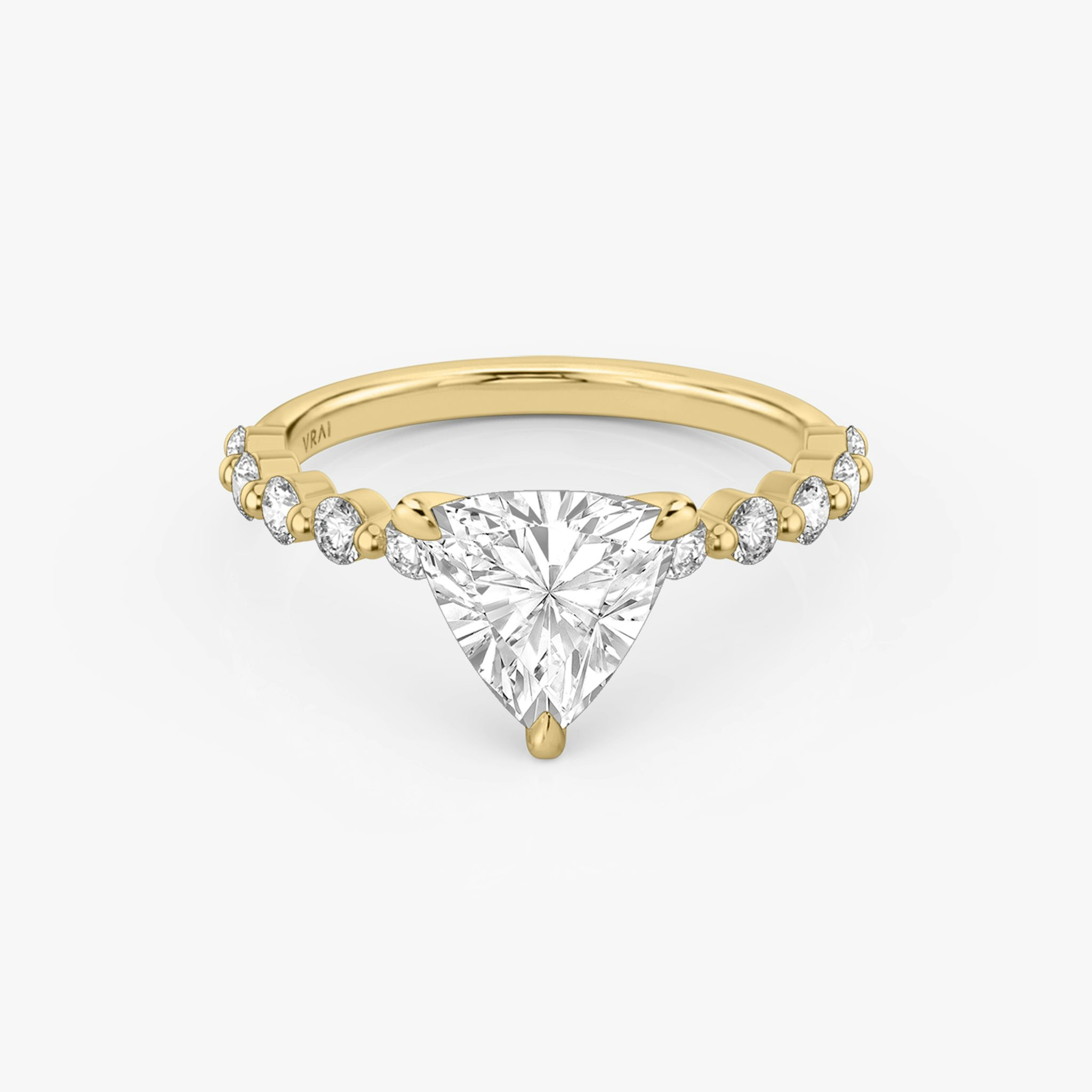 The Single Shared Prong | Trillion | 18k | Yellow Gold | bandAccent: Plain | bandStoneStyle: large | diamondOrientation: vertical | caratWeight: other