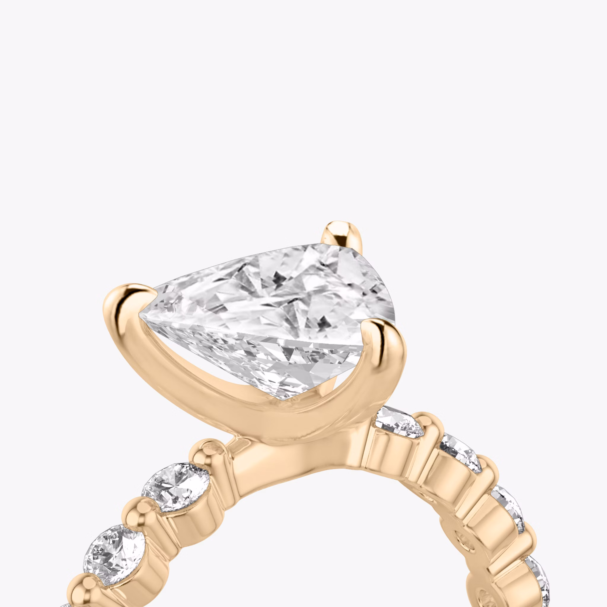 The Single Shared Prong | Trillion | 14k | Rose Gold | bandAccent: Plain | bandStoneStyle: large | diamondOrientation: vertical | caratWeight: other