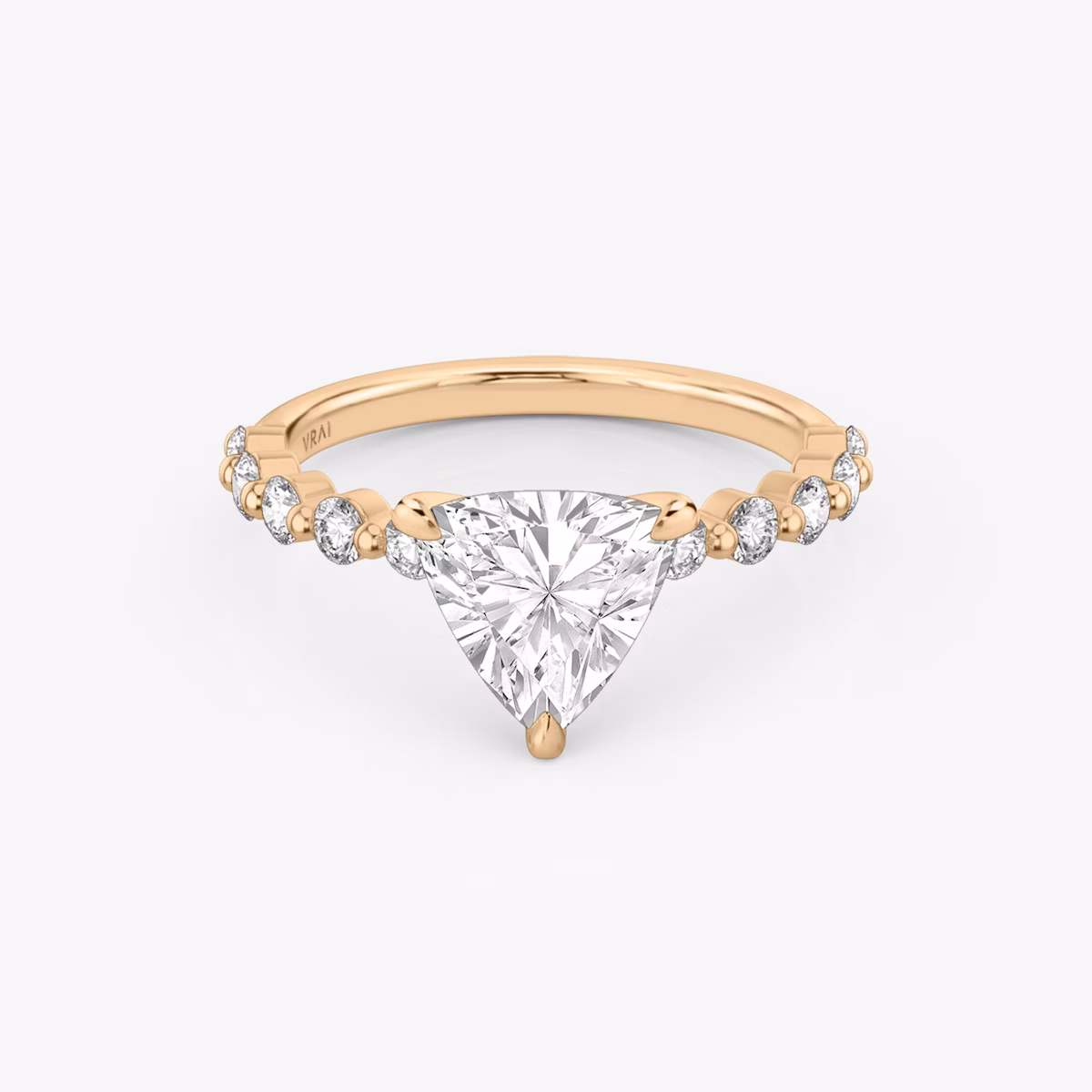 The Single Shared Prong | Trillion | 14k | Rose Gold | bandAccent: Plain | bandStoneStyle: large | diamondOrientation: vertical | caratWeight: other
