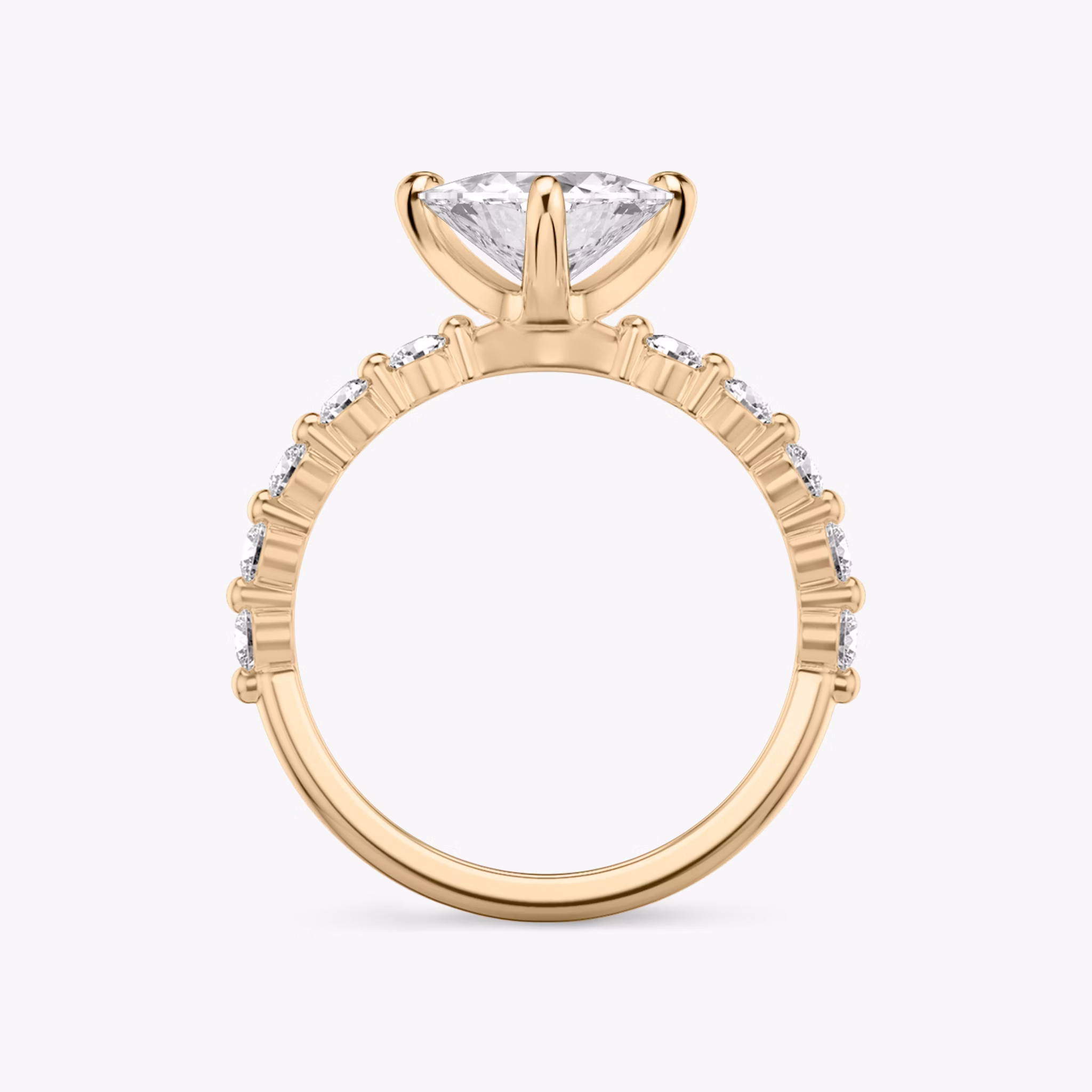 The Single Shared Prong | Trillion | 14k | Rose Gold | bandAccent: Plain | bandStoneStyle: large | diamondOrientation: vertical | caratWeight: other