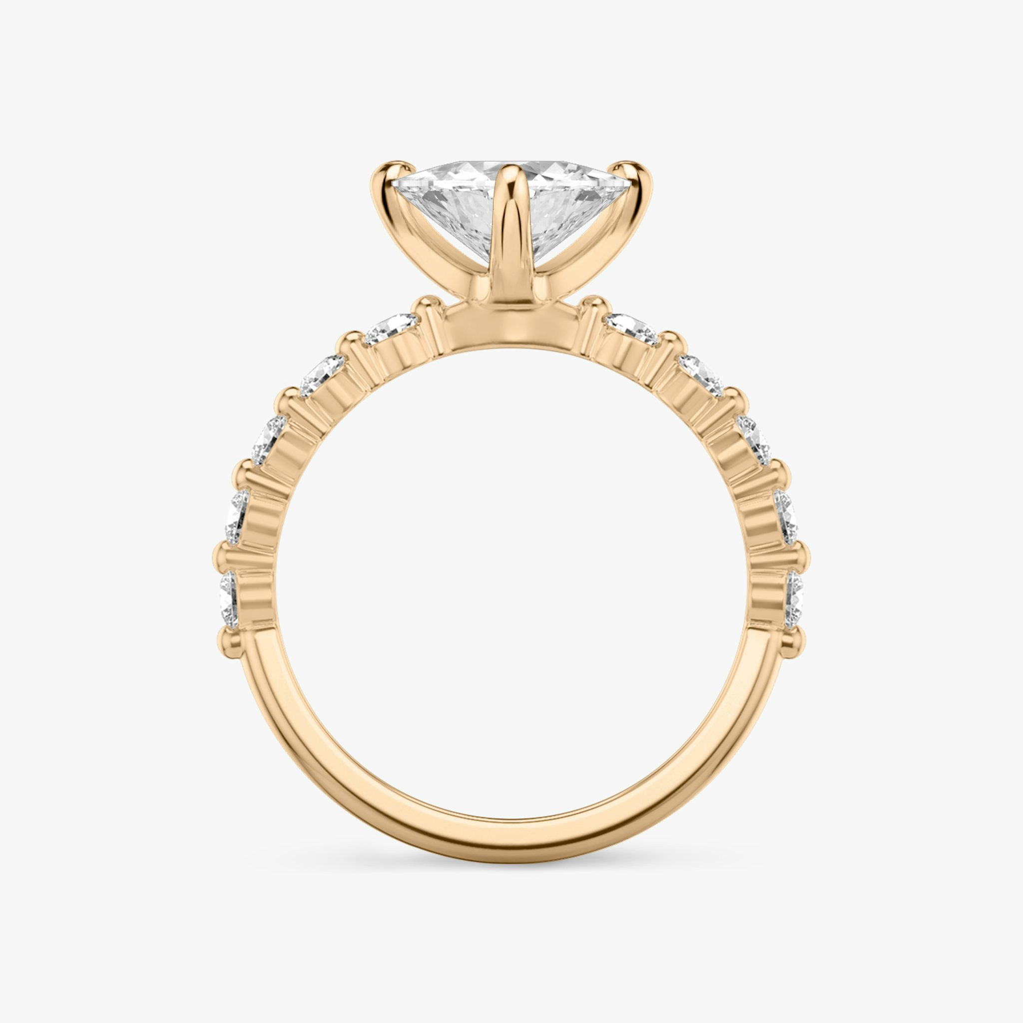 The Single Shared Prong | Trillion | 14k | Rose Gold | bandAccent: Plain | bandStoneStyle: large | diamondOrientation: vertical | caratWeight: other