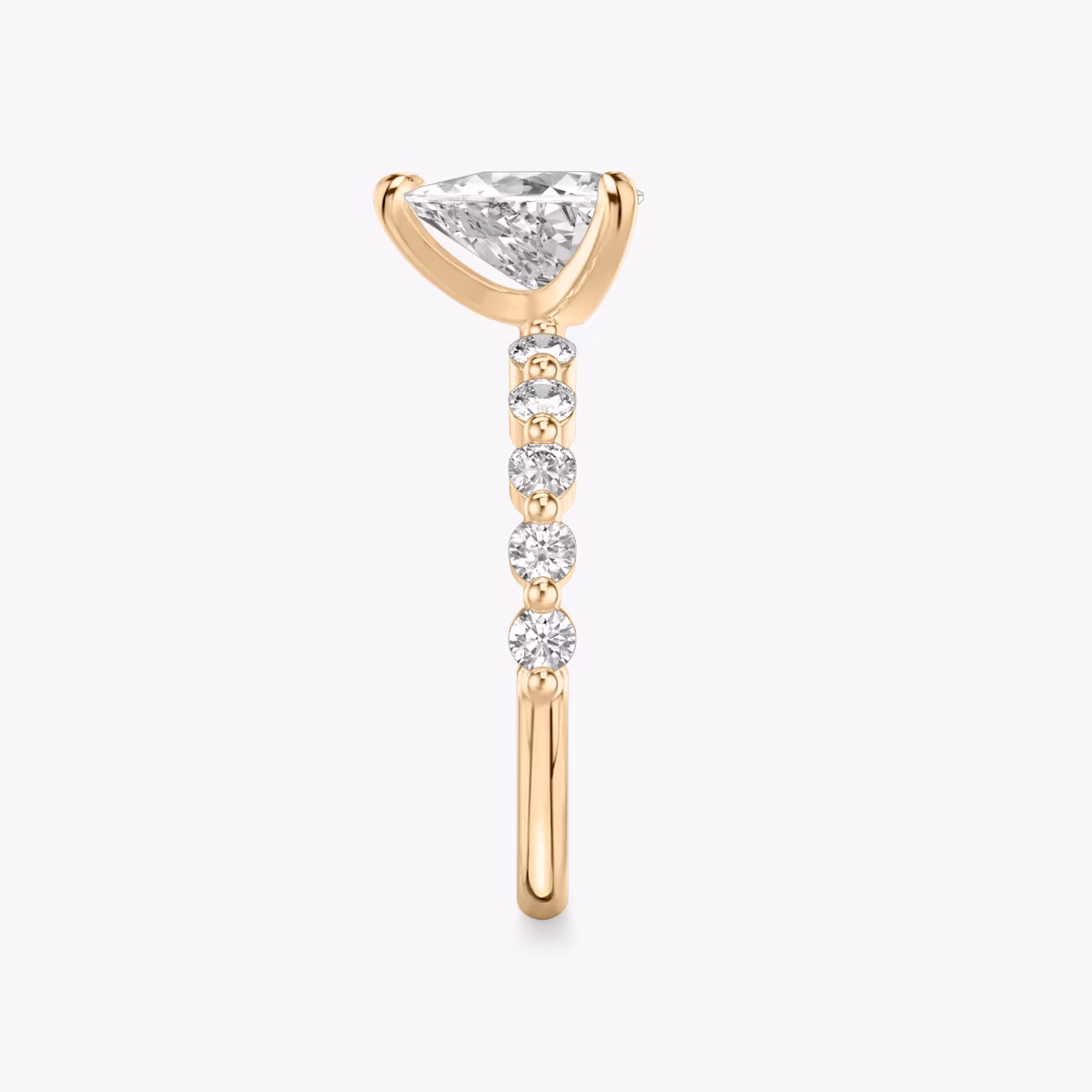 The Single Shared Prong | Trillion | 14k | Rose Gold | bandAccent: Plain | bandStoneStyle: large | diamondOrientation: vertical | caratWeight: other