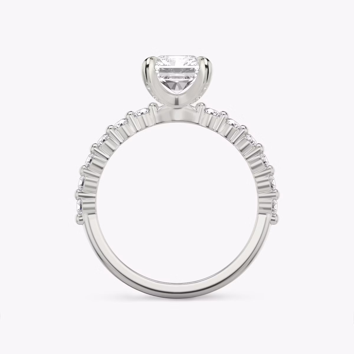 The Single Shared Prong | Radiant | 18k | White Gold | bandAccent: Plain | bandStoneStyle: original | diamondOrientation: vertical | caratWeight: other
