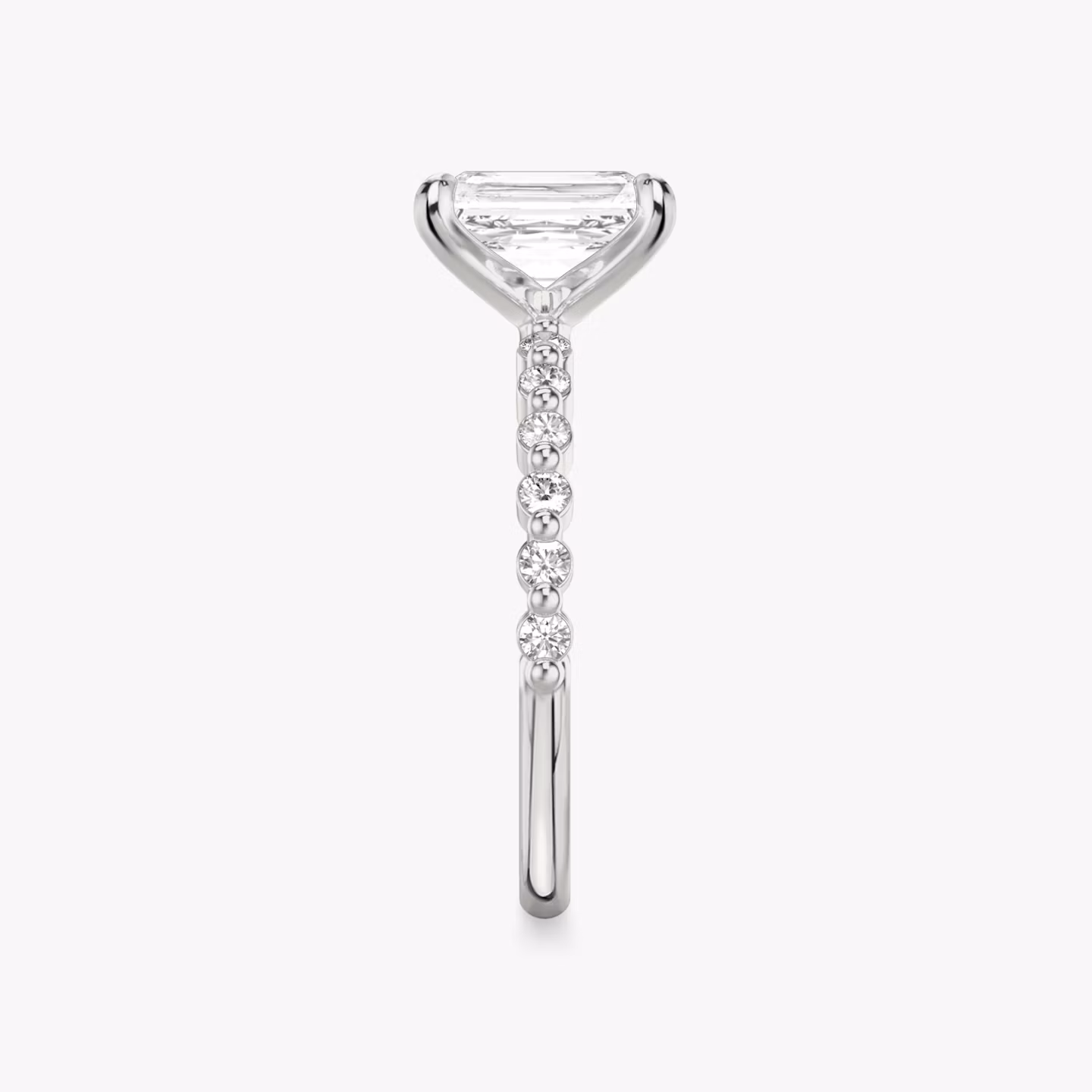 The Single Shared Prong | Radiant | Platinum | bandAccent: Plain | bandStoneStyle: original | diamondOrientation: vertical | caratWeight: other