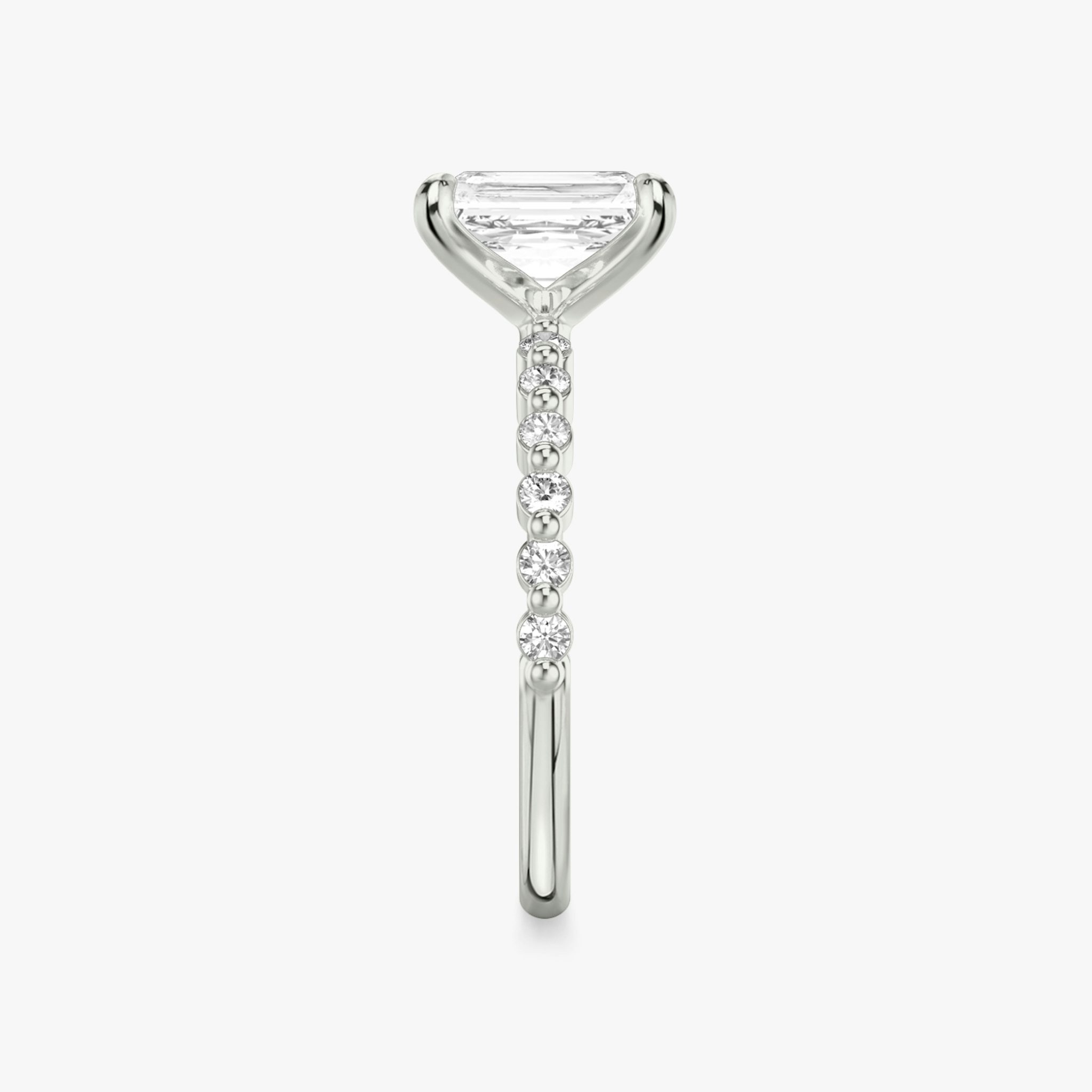 The Single Shared Prong | Radiant | 18k | White Gold | bandAccent: Plain | bandStoneStyle: original | diamondOrientation: vertical | caratWeight: other