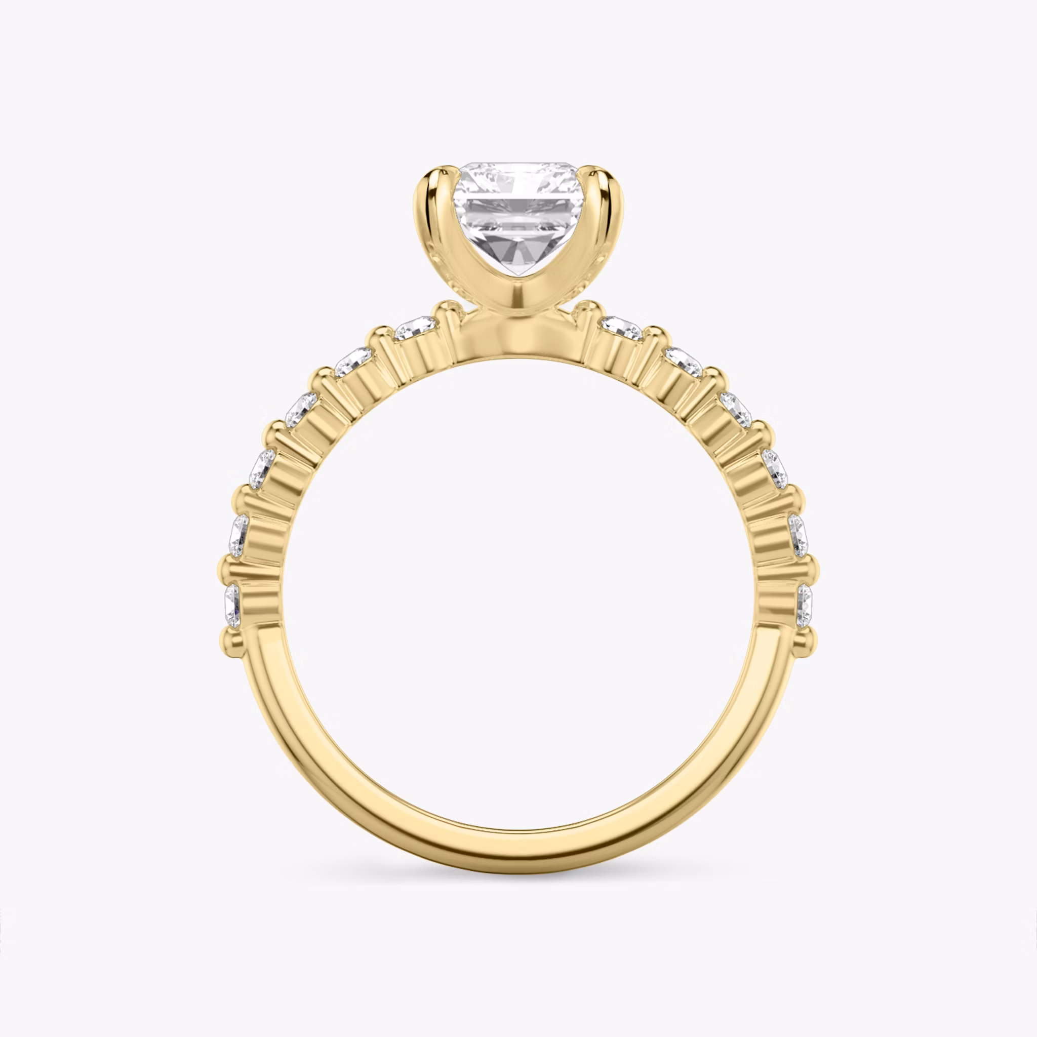 The Single Shared Prong | Radiant | 14k | Rose Gold | bandAccent: Plain | bandStoneStyle: original | diamondOrientation: vertical | caratWeight: other