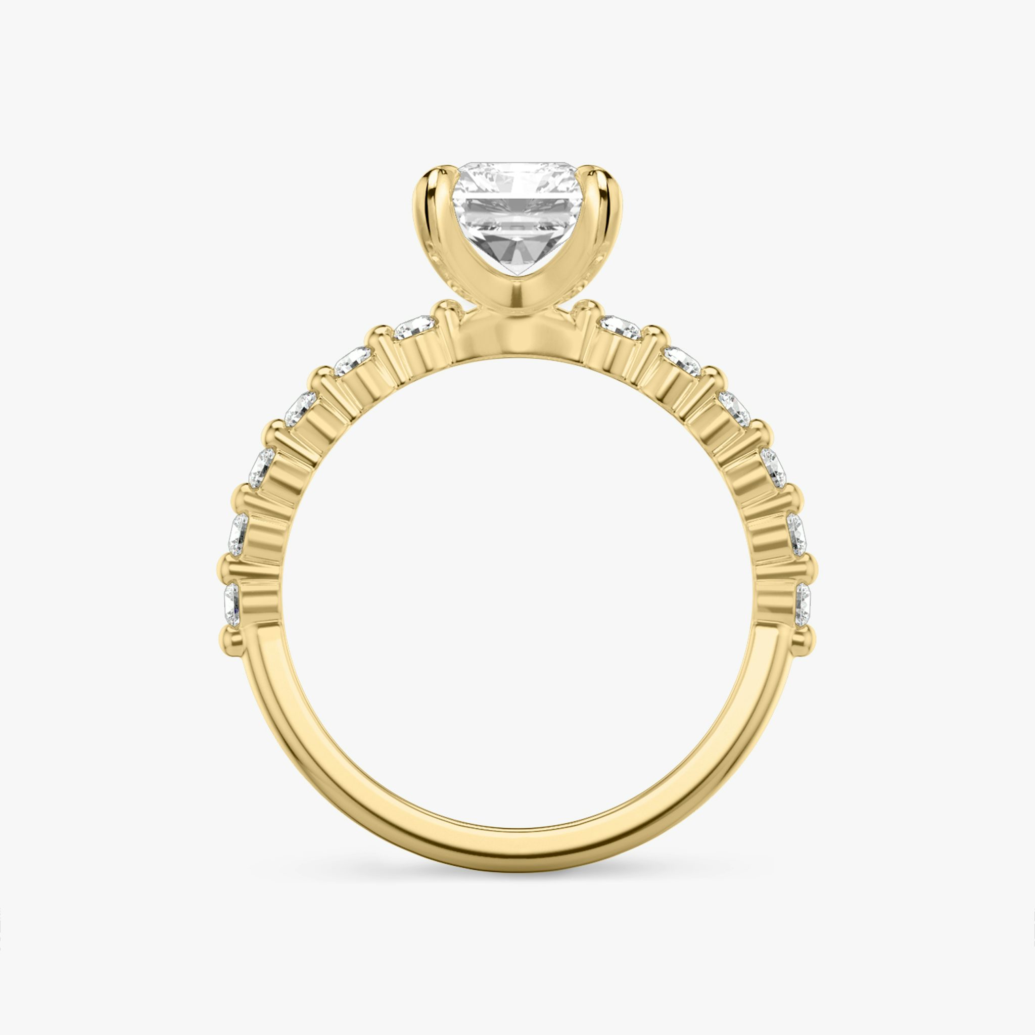 The Single Shared Prong | Radiant | 14k | Rose Gold | bandAccent: Plain | bandStoneStyle: original | diamondOrientation: vertical | caratWeight: other