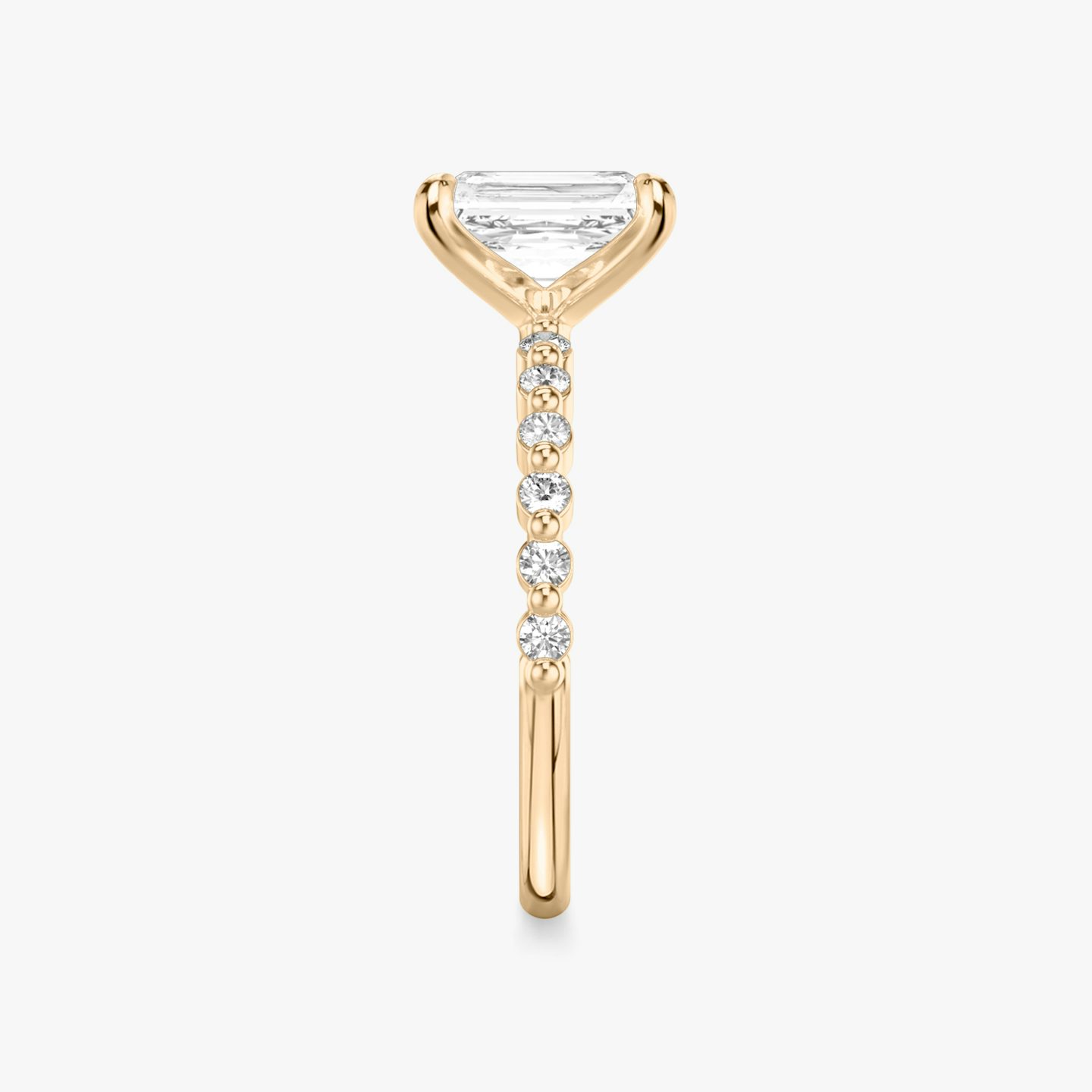 The Single Shared Prong | Radiant | 14k | Rose Gold | bandAccent: Plain | bandStoneStyle: original | diamondOrientation: vertical | caratWeight: other