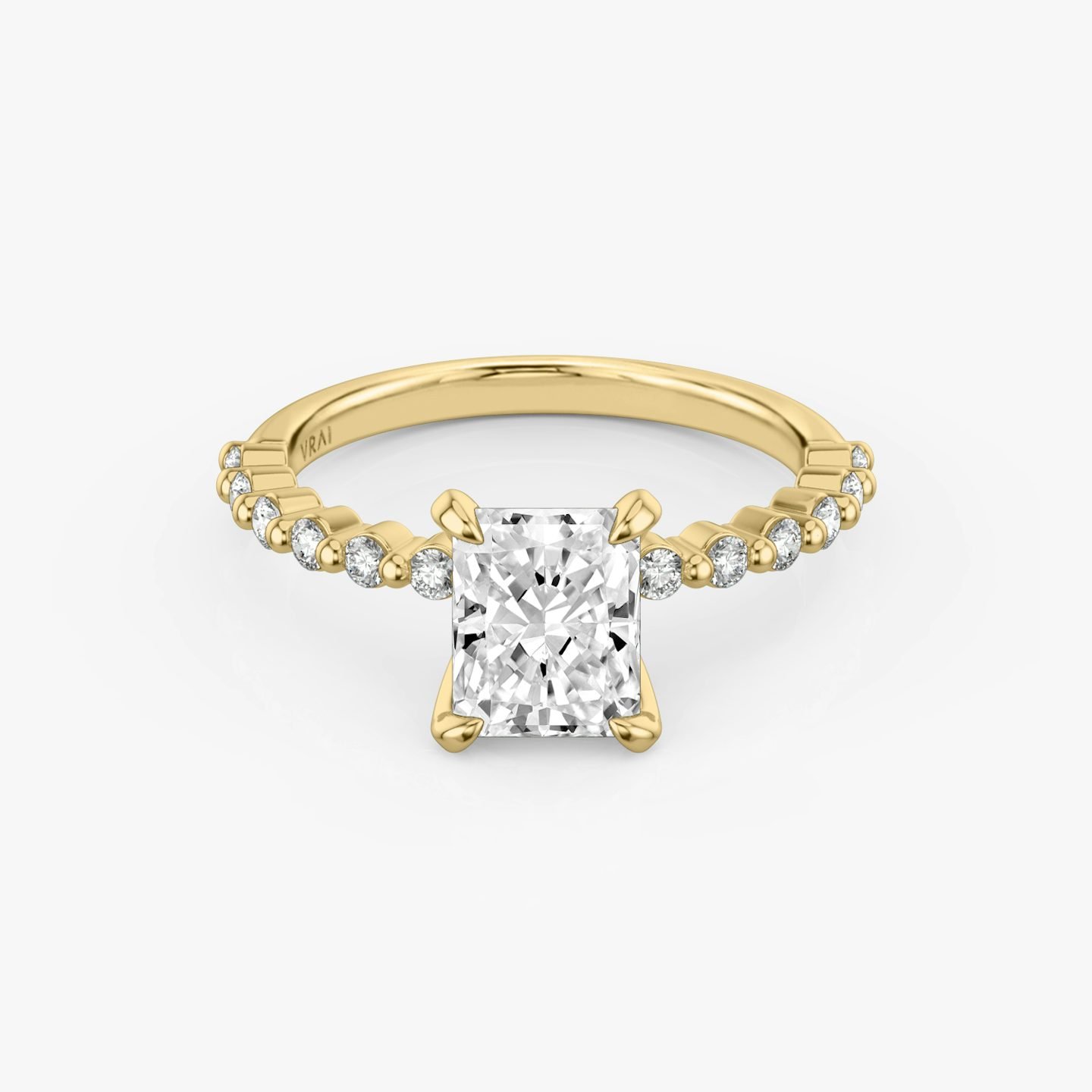 The Single Shared Prong | Radiant | 18k | Yellow Gold | bandAccent: Plain | bandStoneStyle: original | diamondOrientation: vertical | caratWeight: other
