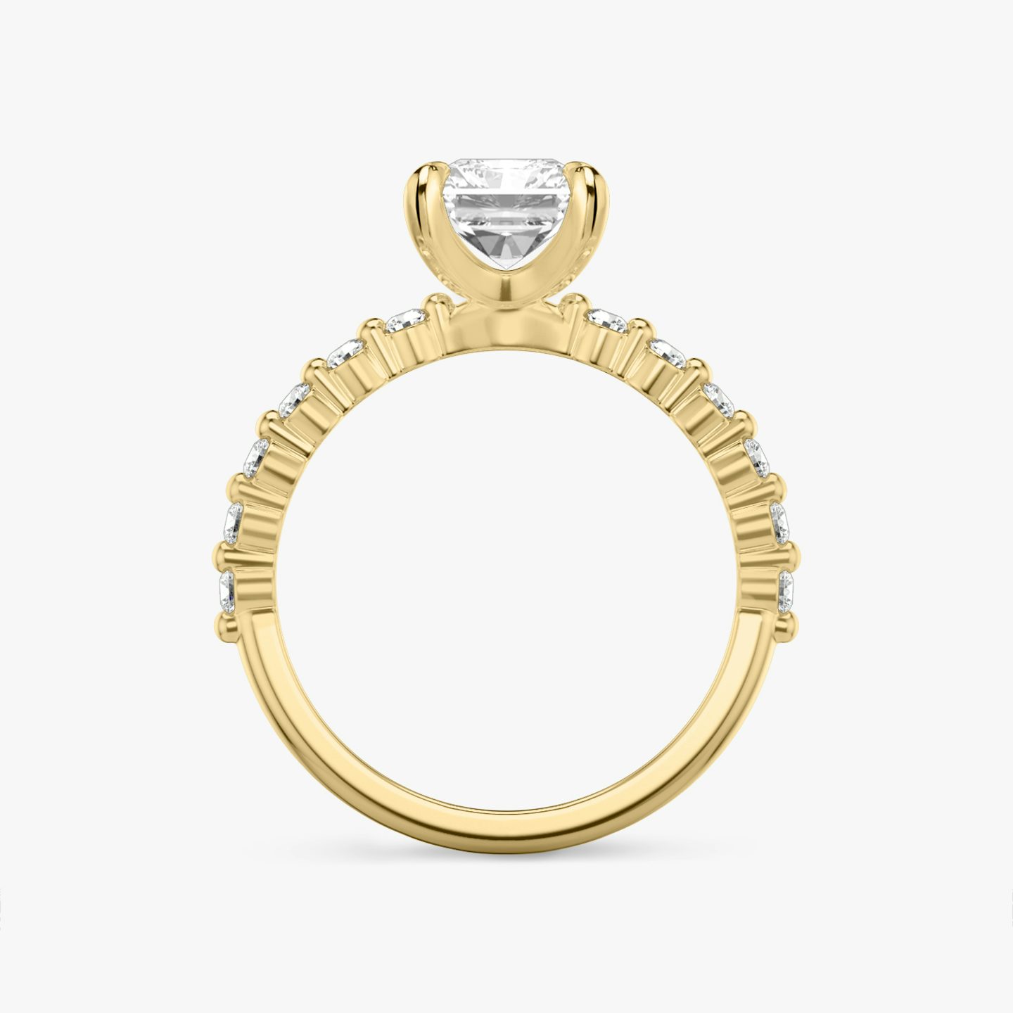The Single Shared Prong | Radiant | 18k | Yellow Gold | bandAccent: Plain | bandStoneStyle: original | diamondOrientation: vertical | caratWeight: other