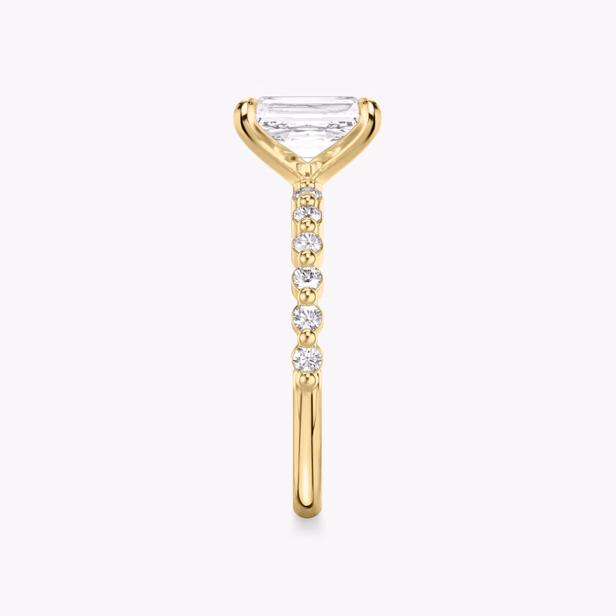 The Single Shared Prong | Radiant | 18k | Yellow Gold | bandAccent: Plain | bandStoneStyle: original | diamondOrientation: vertical | caratWeight: other