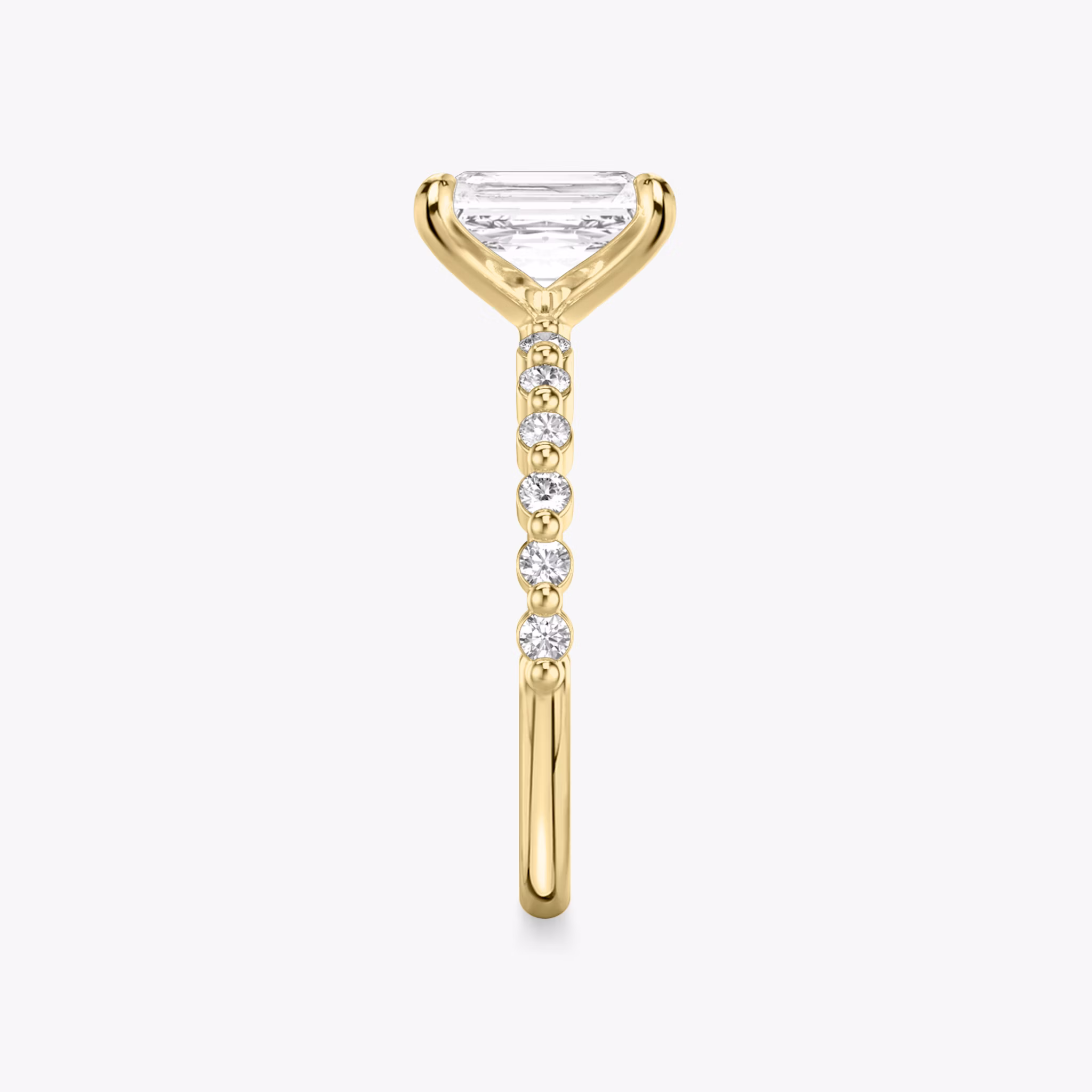 The Single Shared Prong | Radiant | 18k | Yellow Gold | bandAccent: Plain | bandStoneStyle: original | diamondOrientation: vertical | caratWeight: other