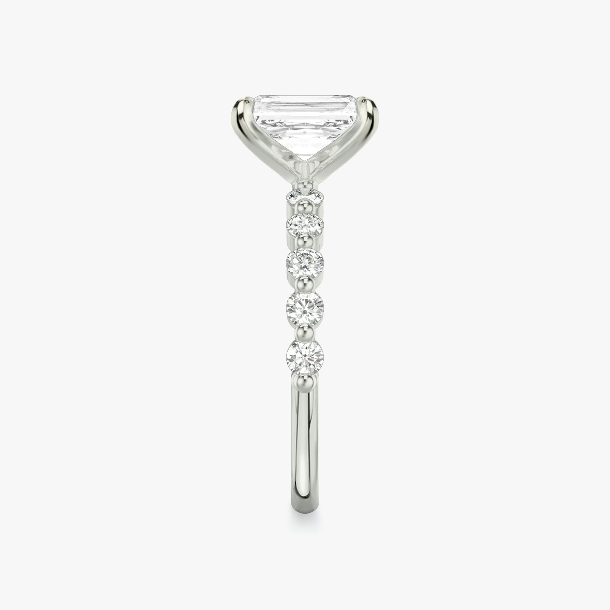 The Single Shared Prong | Radiant | 18k | White Gold | bandAccent: Plain | bandStoneStyle: large | diamondOrientation: vertical | caratWeight: other