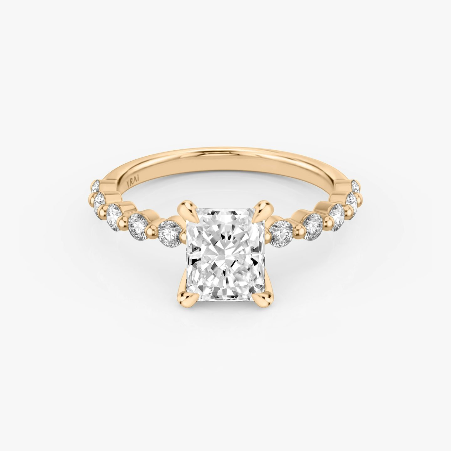 Single Shared Prong | Radiant | 14k | Roségold | bandAccent: Ohne Pavé-Besatz | bandStoneStyle: large | diamondOrientation: vertical | caratWeight: other