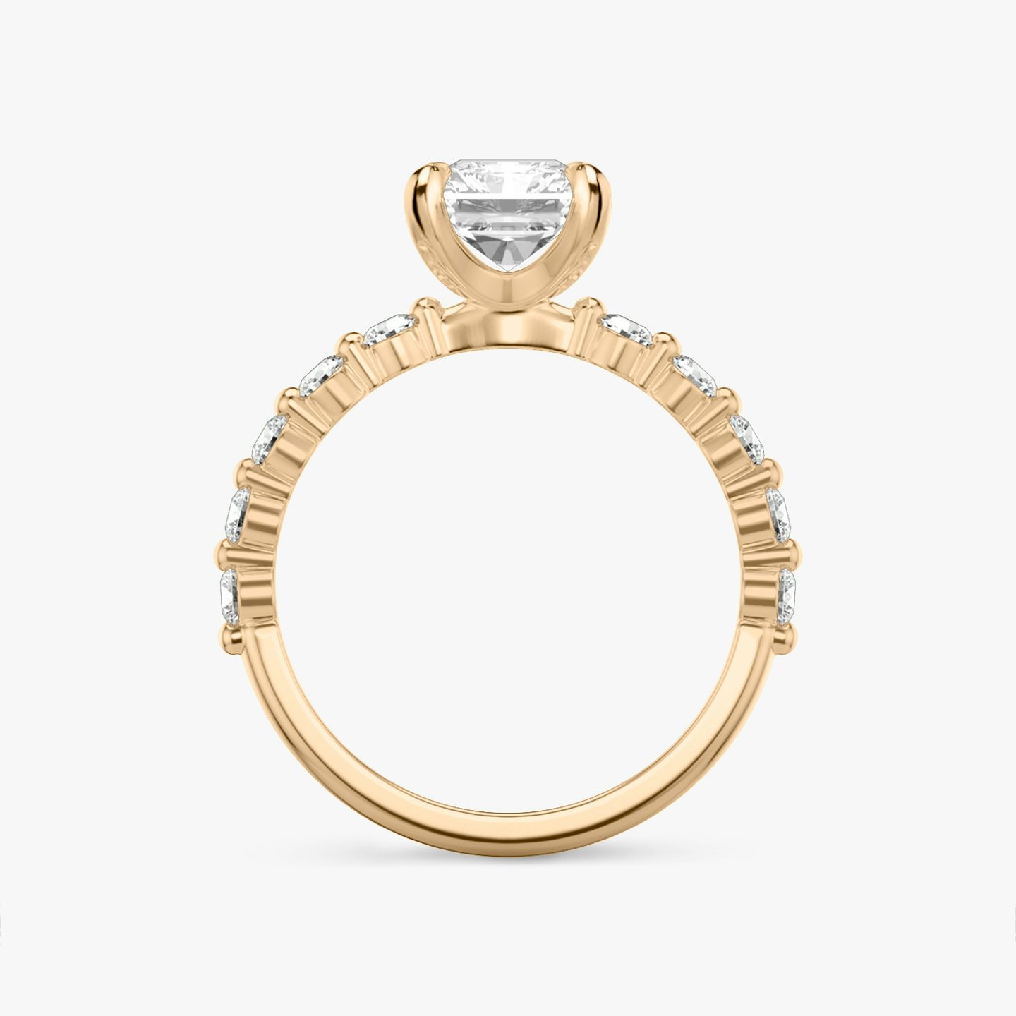 Single Shared Prong | Radiant | 14k | Roségold | bandAccent: Ohne Pavé-Besatz | bandStoneStyle: large | diamondOrientation: vertical | caratWeight: other