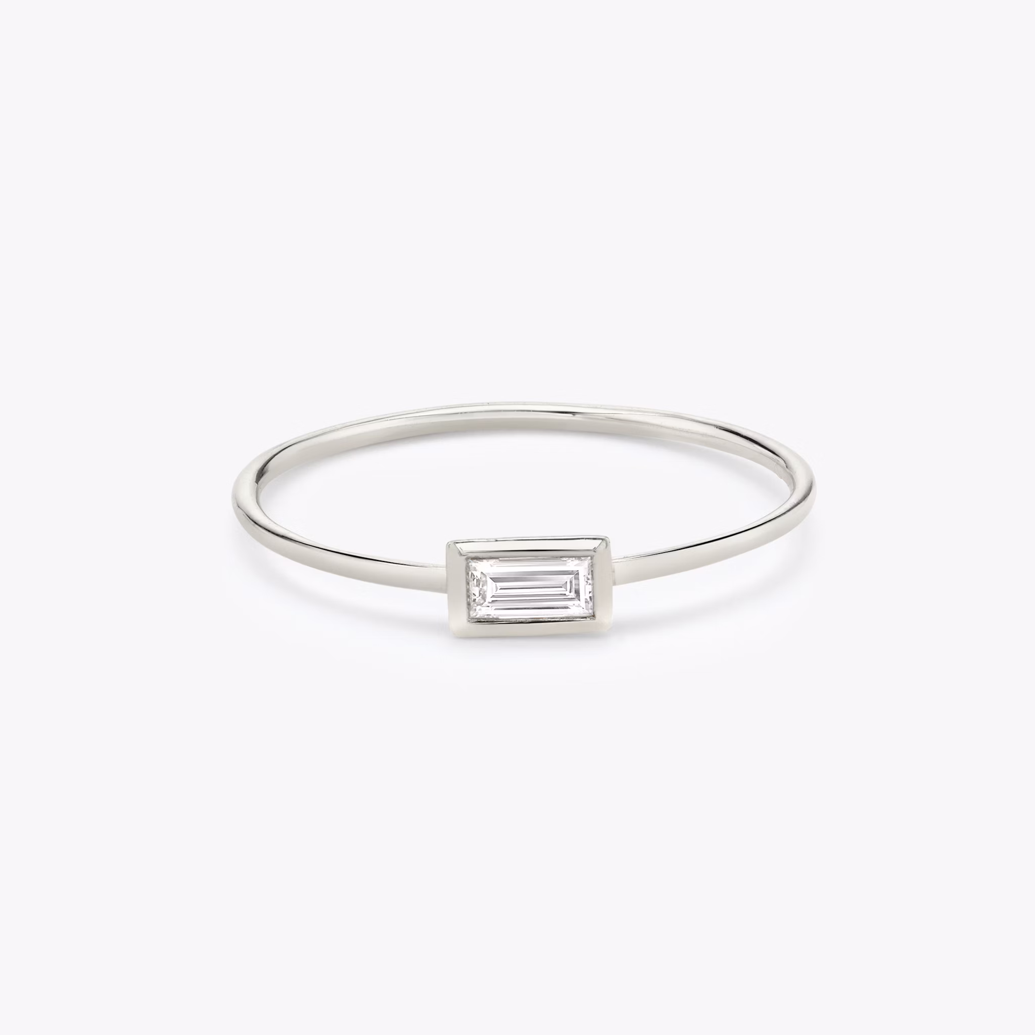 Knife-Edge Bezel Ring | Baguette | 14k | White Gold