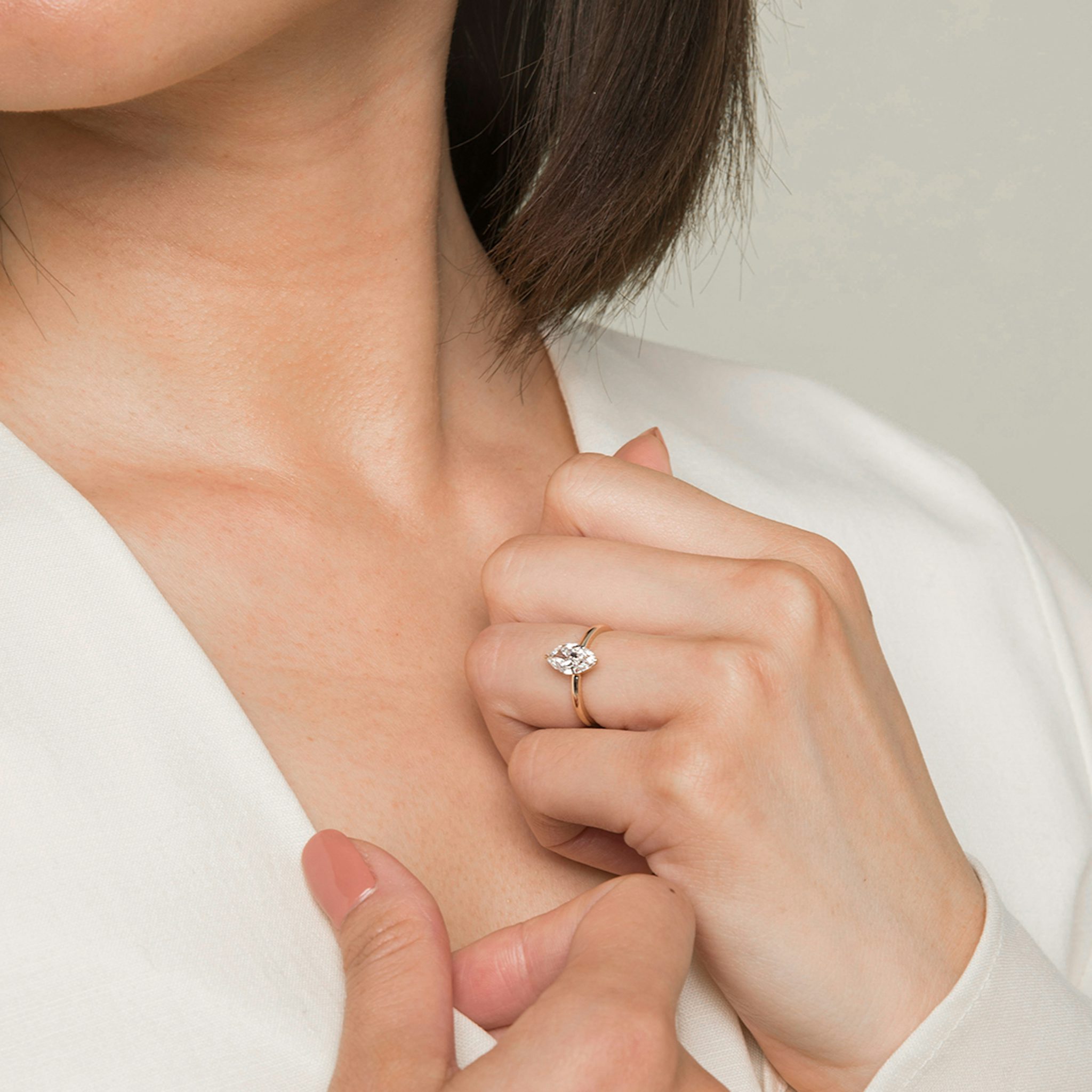 The Signature | Marquise | 14k | Rose Gold | bandAccent: Plain | bandWidth: standard | hiddenHalo: no | diamondOrientation: vertical | caratWeight: other