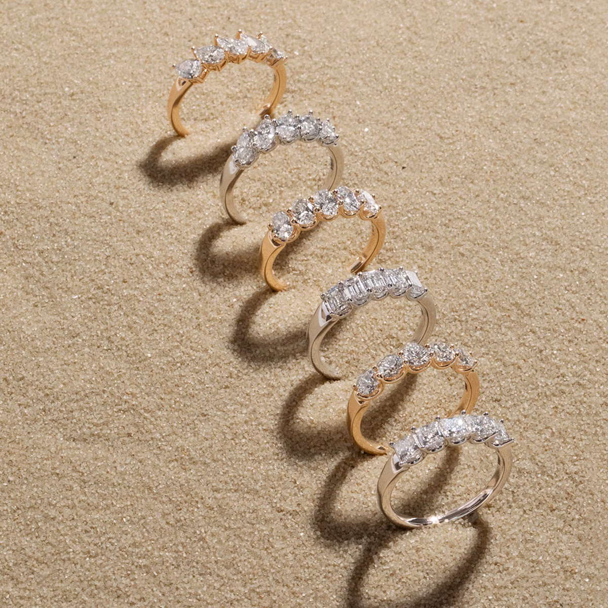 Anillo Five Stone | Brillante | 14k | Oro rosa | bandVersion: large