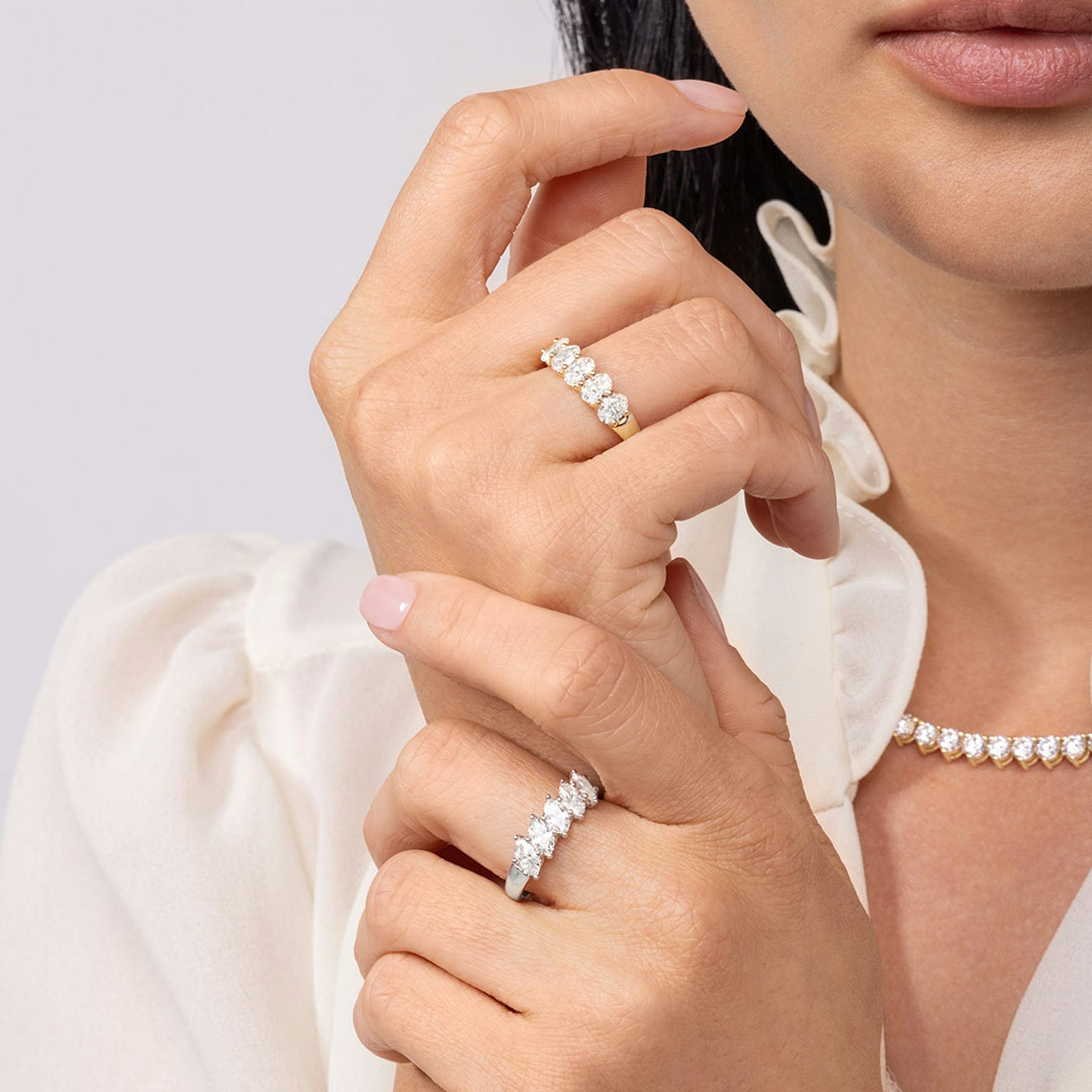 The Five Stone Band | Oval | 18k | Yellow Gold | bandVersion: large