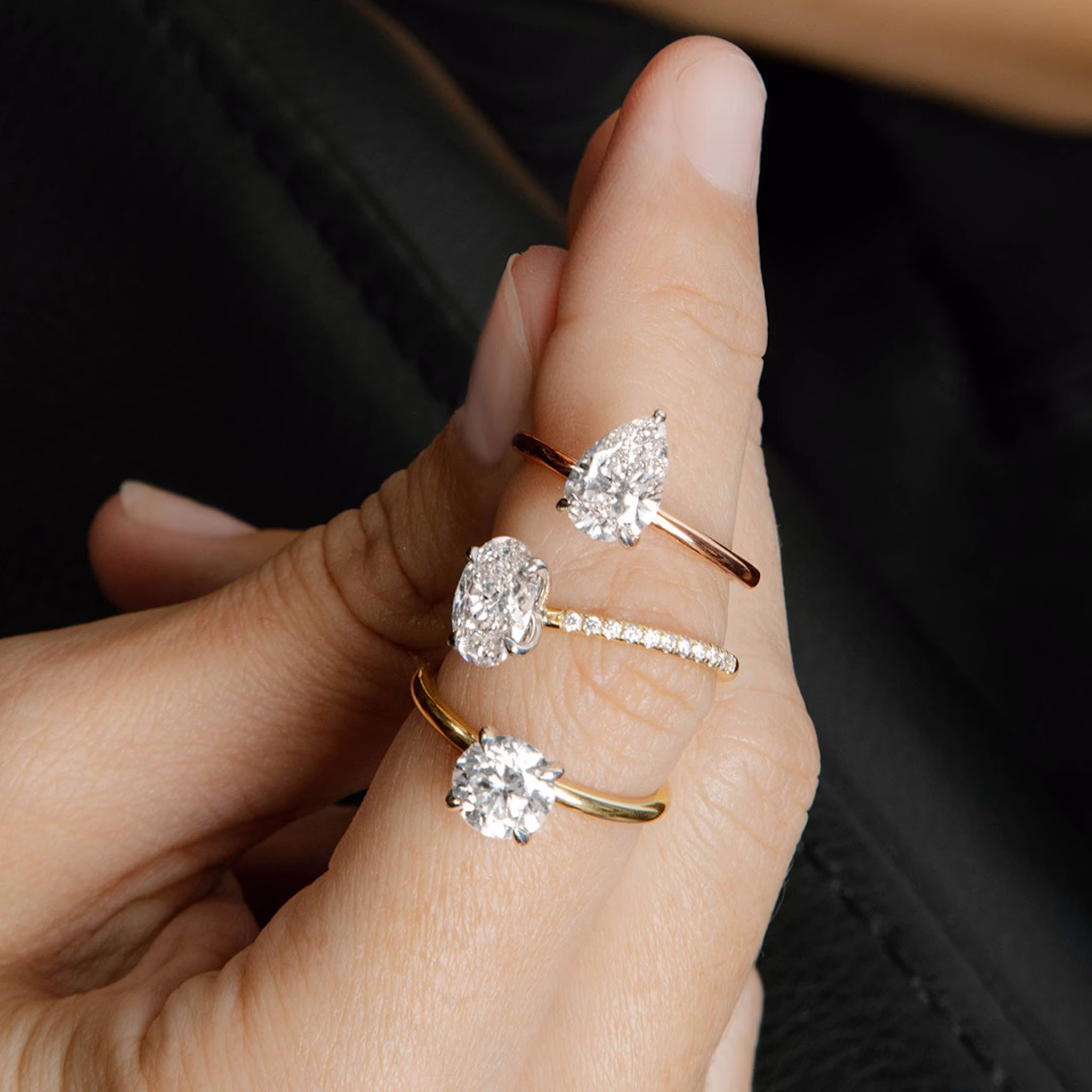 The Classic | Pear | 18k | White Gold | bandAccent: Plain | bandWidth: standard | diamondOrientation: vertical | caratWeight: other