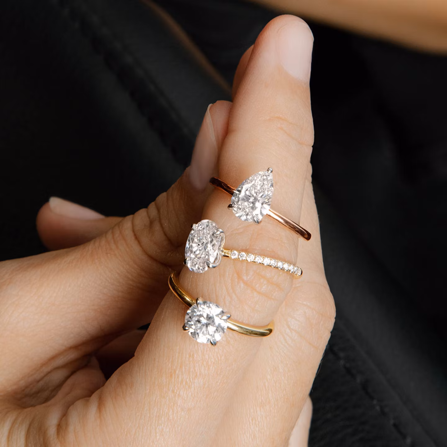 The Classic | Pear | 18k | White Gold | bandAccent: Plain | bandWidth: standard | diamondOrientation: vertical | caratWeight: other